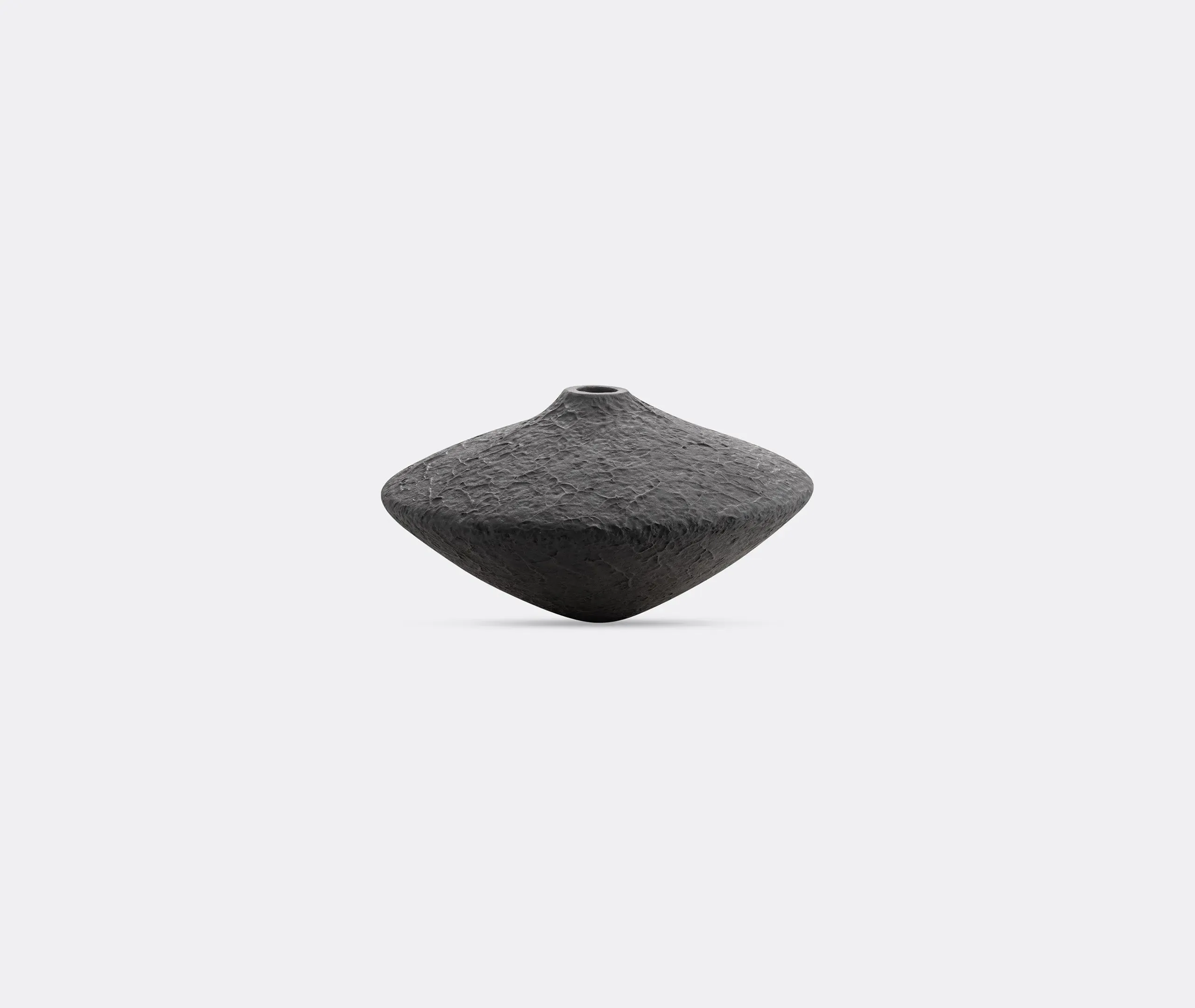 Small Disc Vase with Textured Surface - Black image