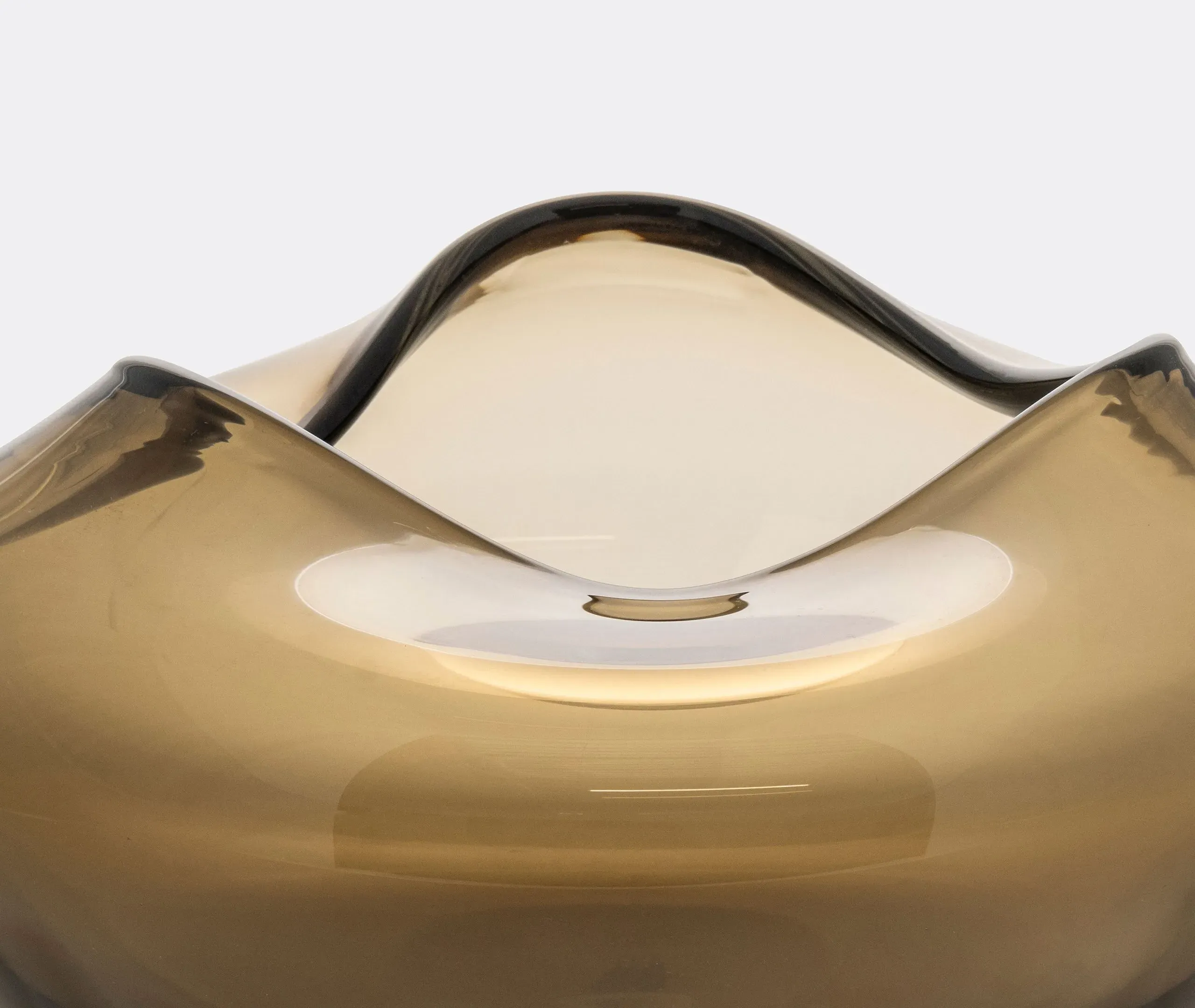 Small Ocean Vase with Wave Design - Fumé, Glass