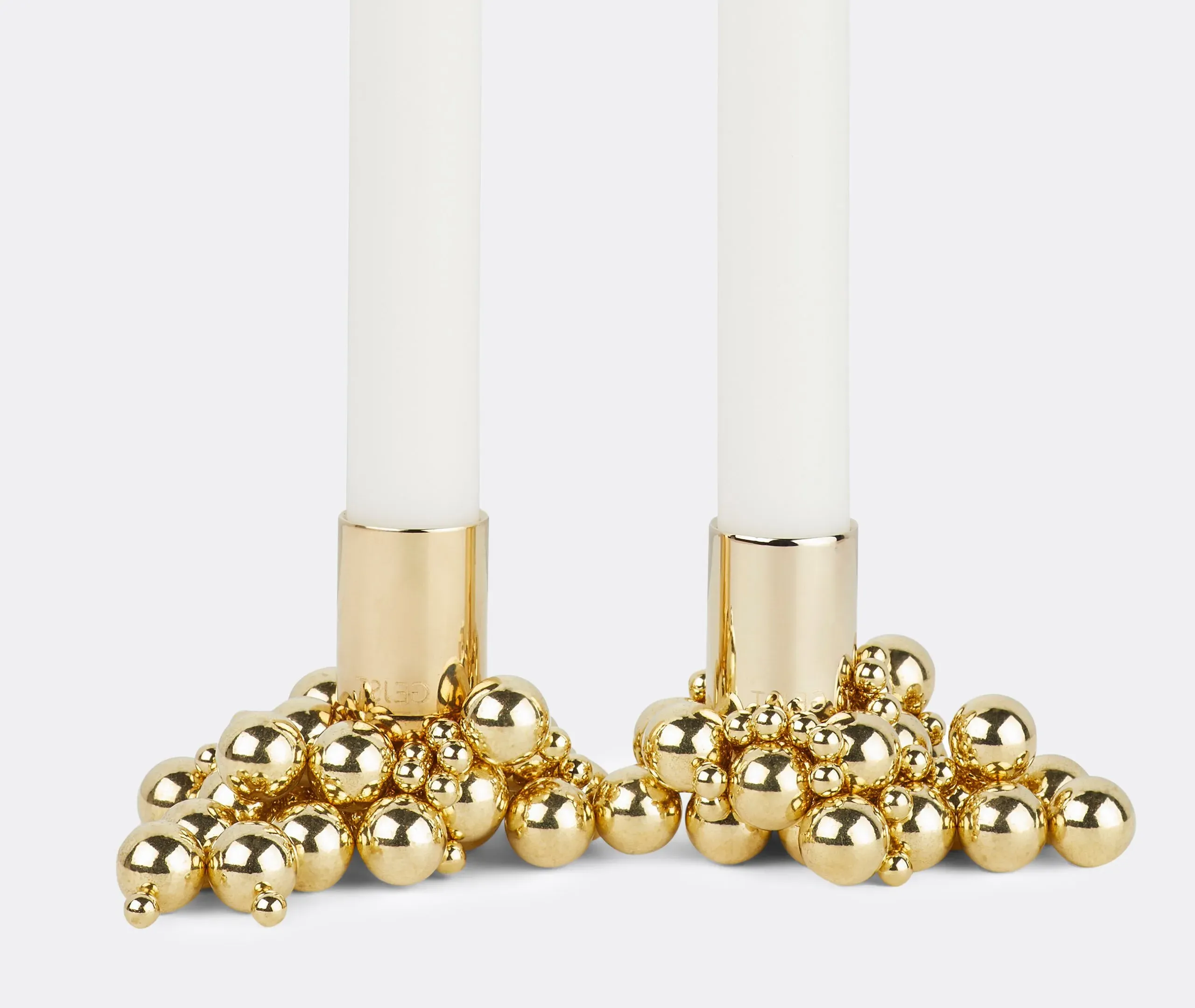 Candleholder Set with Magnetic Balls - Brass