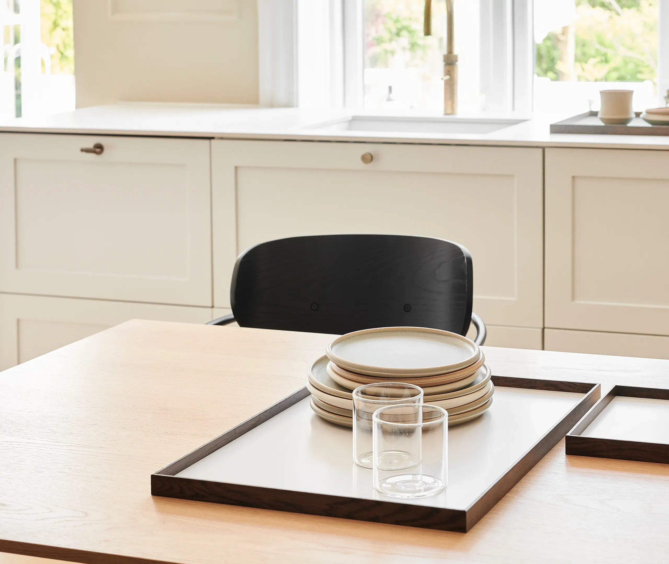 Frame Large Serving Tray - Beige, Smoked Oak