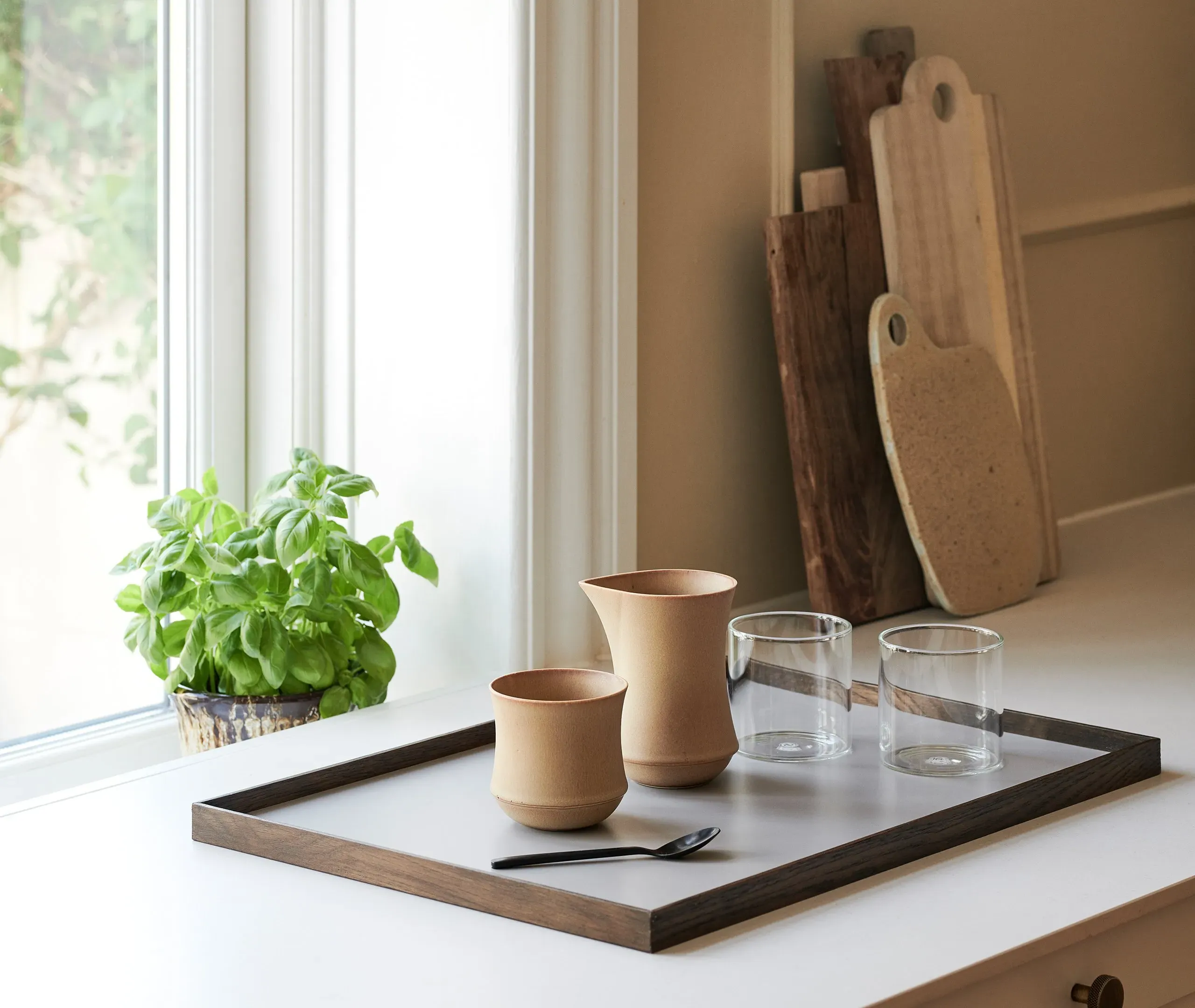 Large Serving Tray - Grey, Smoked Oak