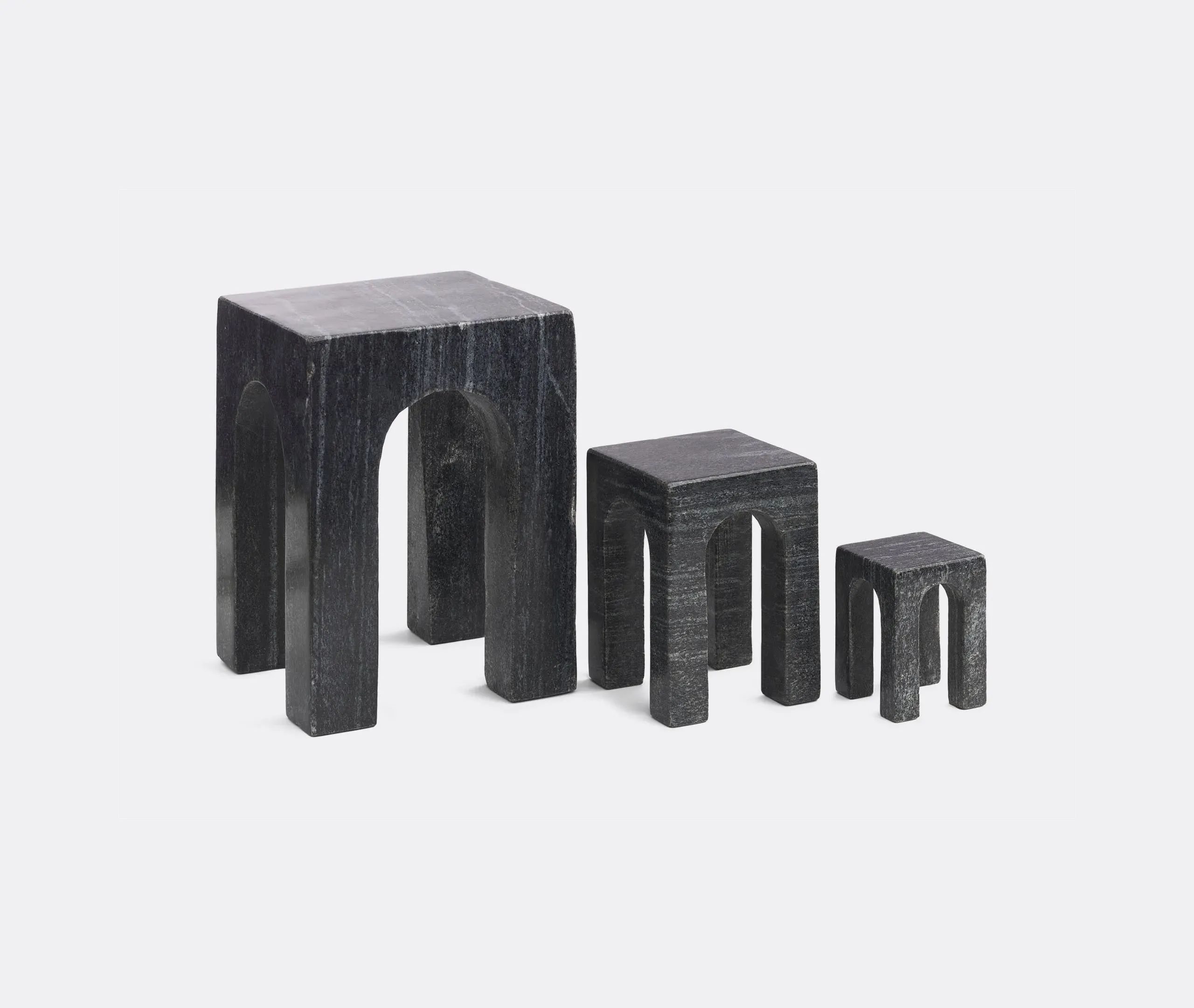 Sculptural Bookend Set - Black, Marble