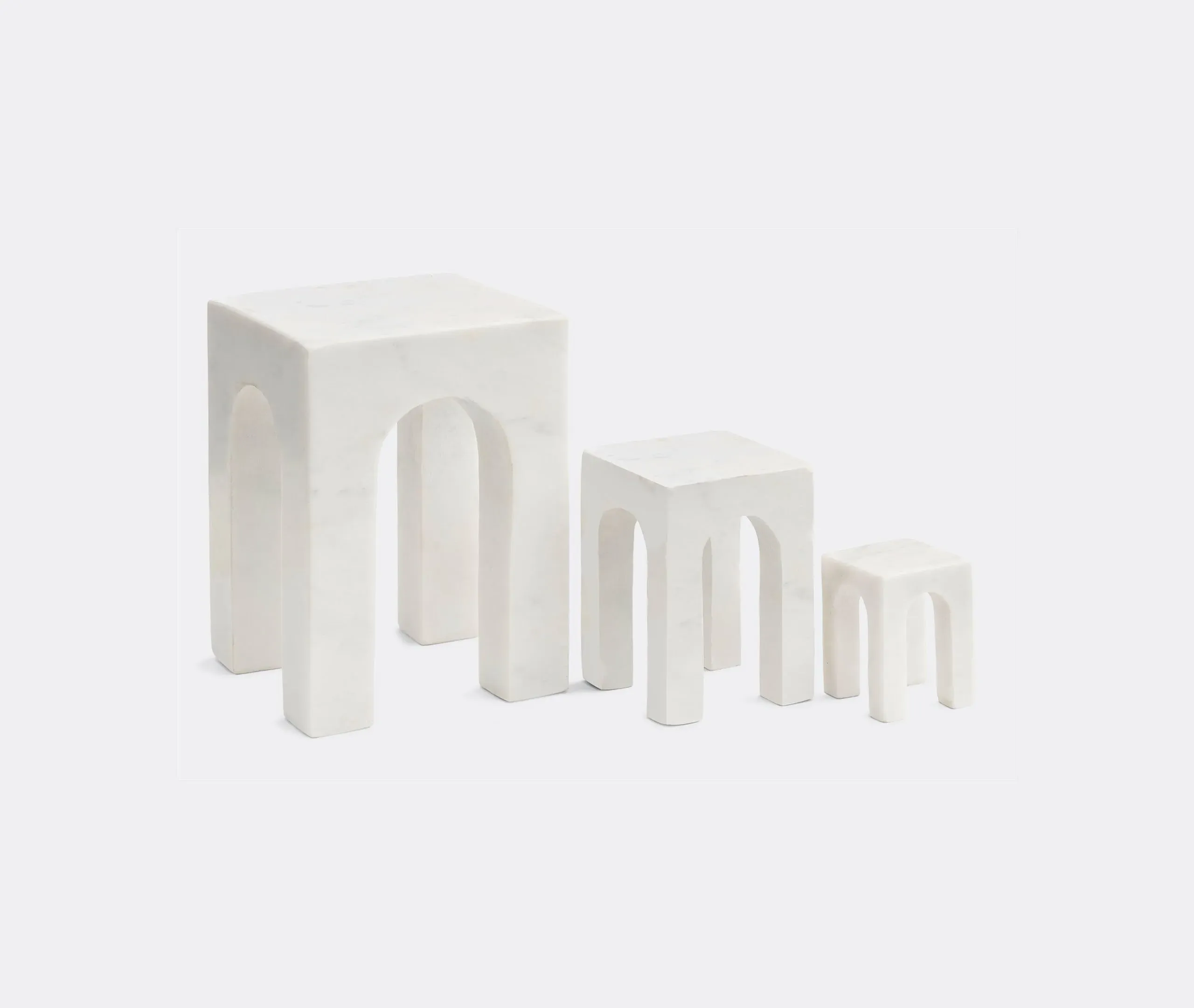 Sculptural Bookend Set - White, Marble