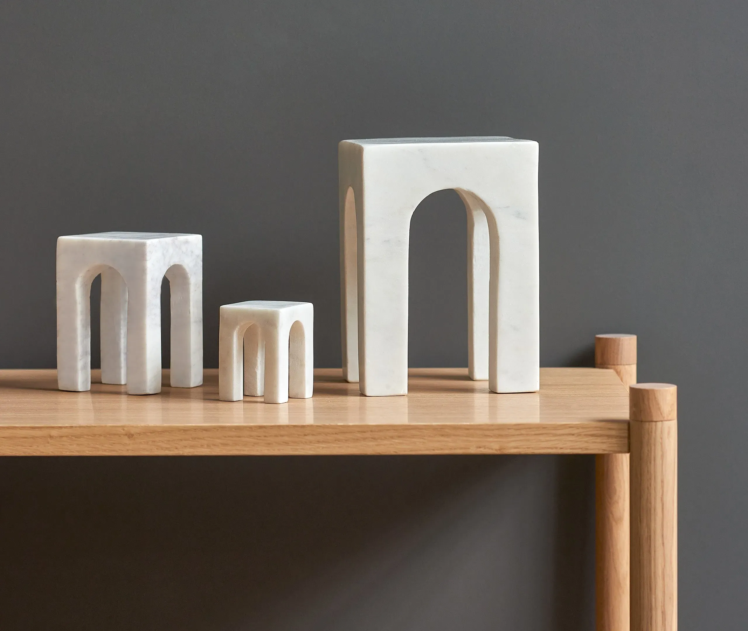 Sculptural Bookend Set - White, Marble
