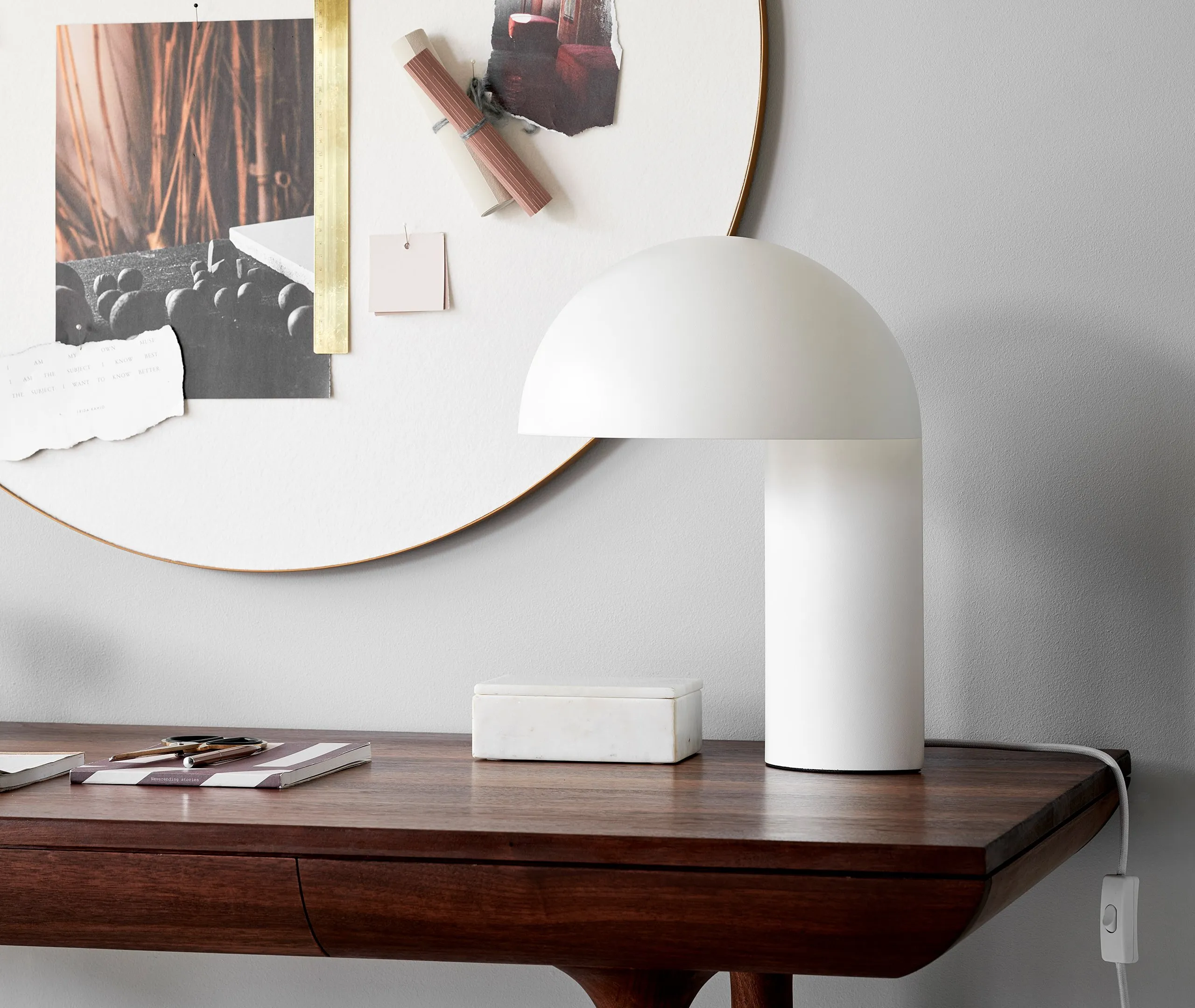 Table Lamp with Concrete Base - White, Metal