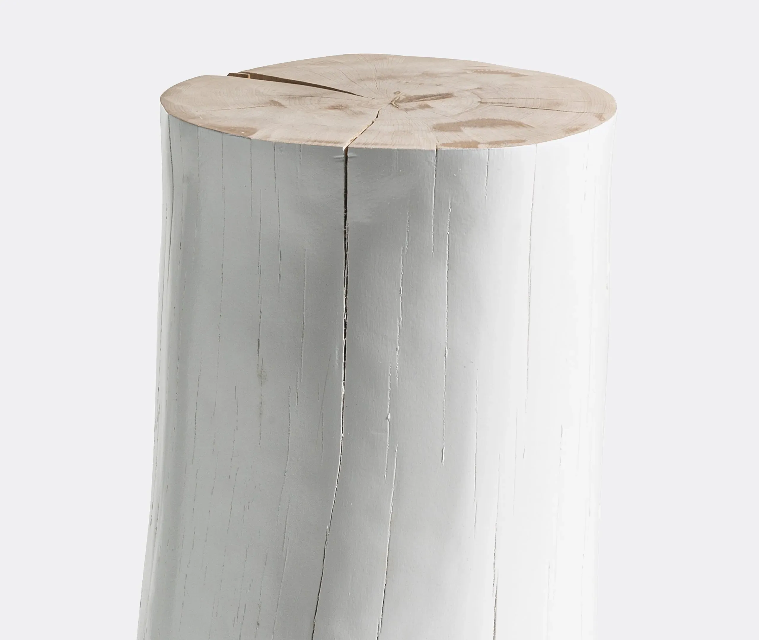 Log Large Side Table - White, Beech