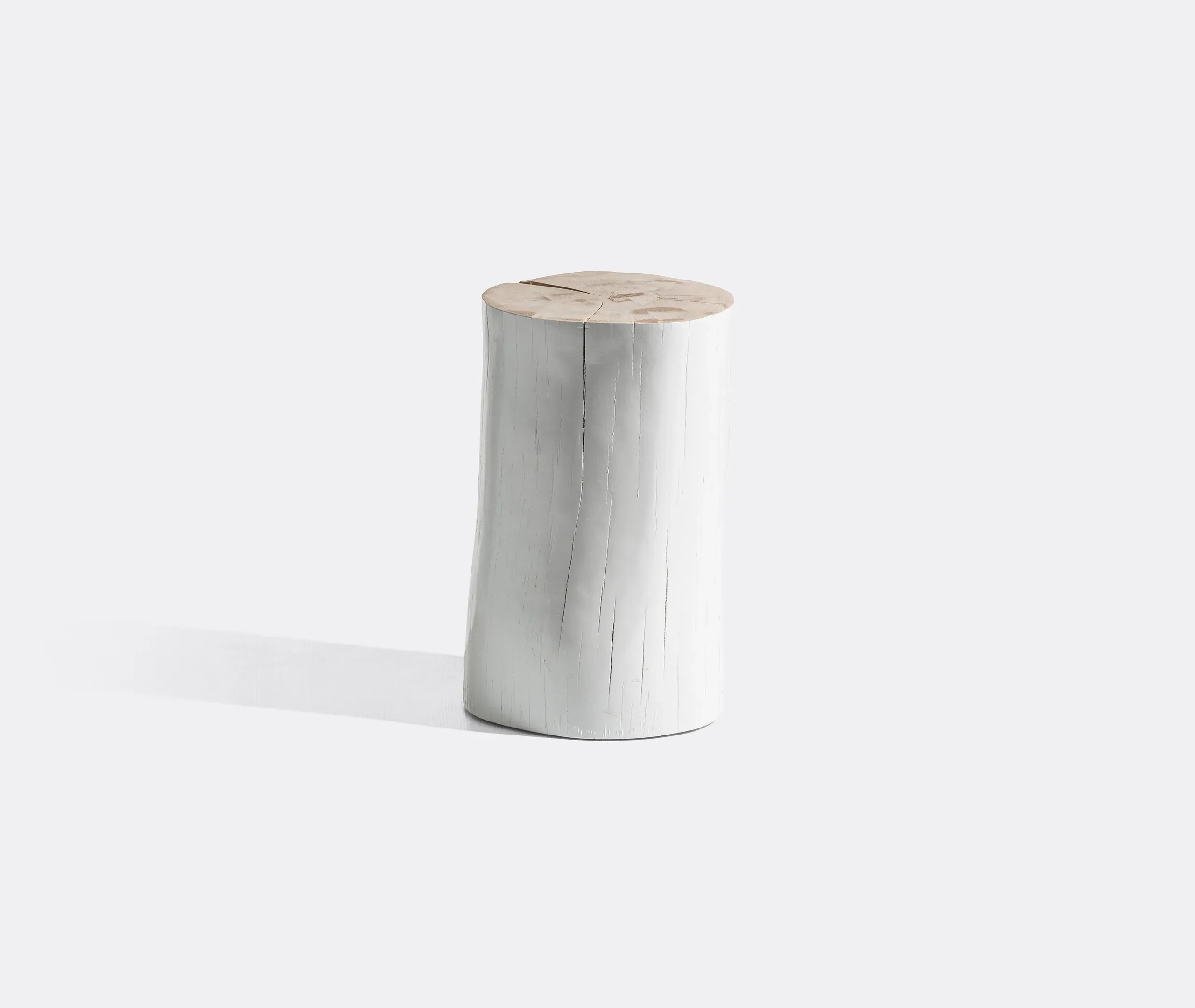 Log Large Side Table - White, Beech