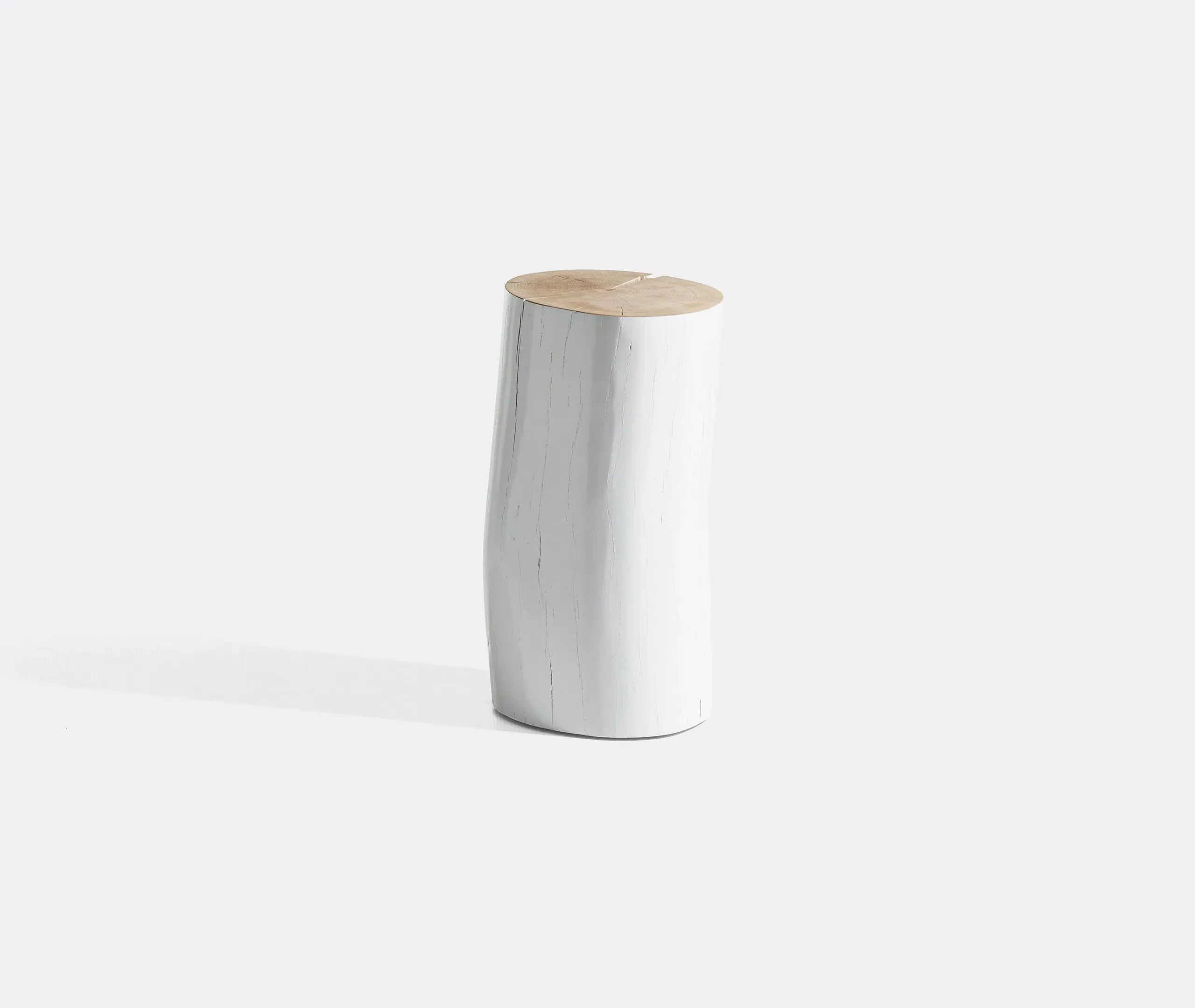 Log Medium Side Table - White, Beech