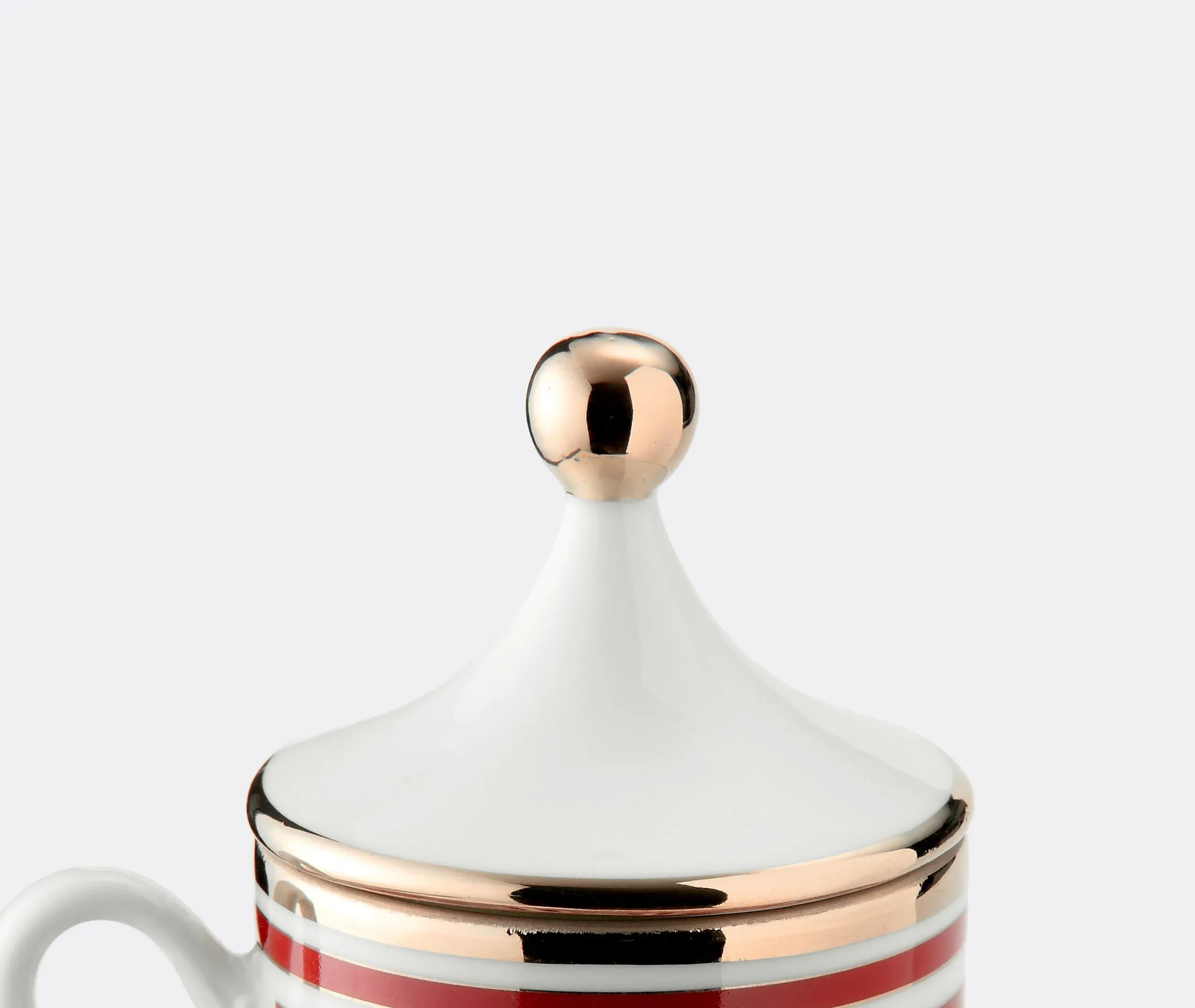 2-Piece Coffee Set with Covers - Red, Porcelain