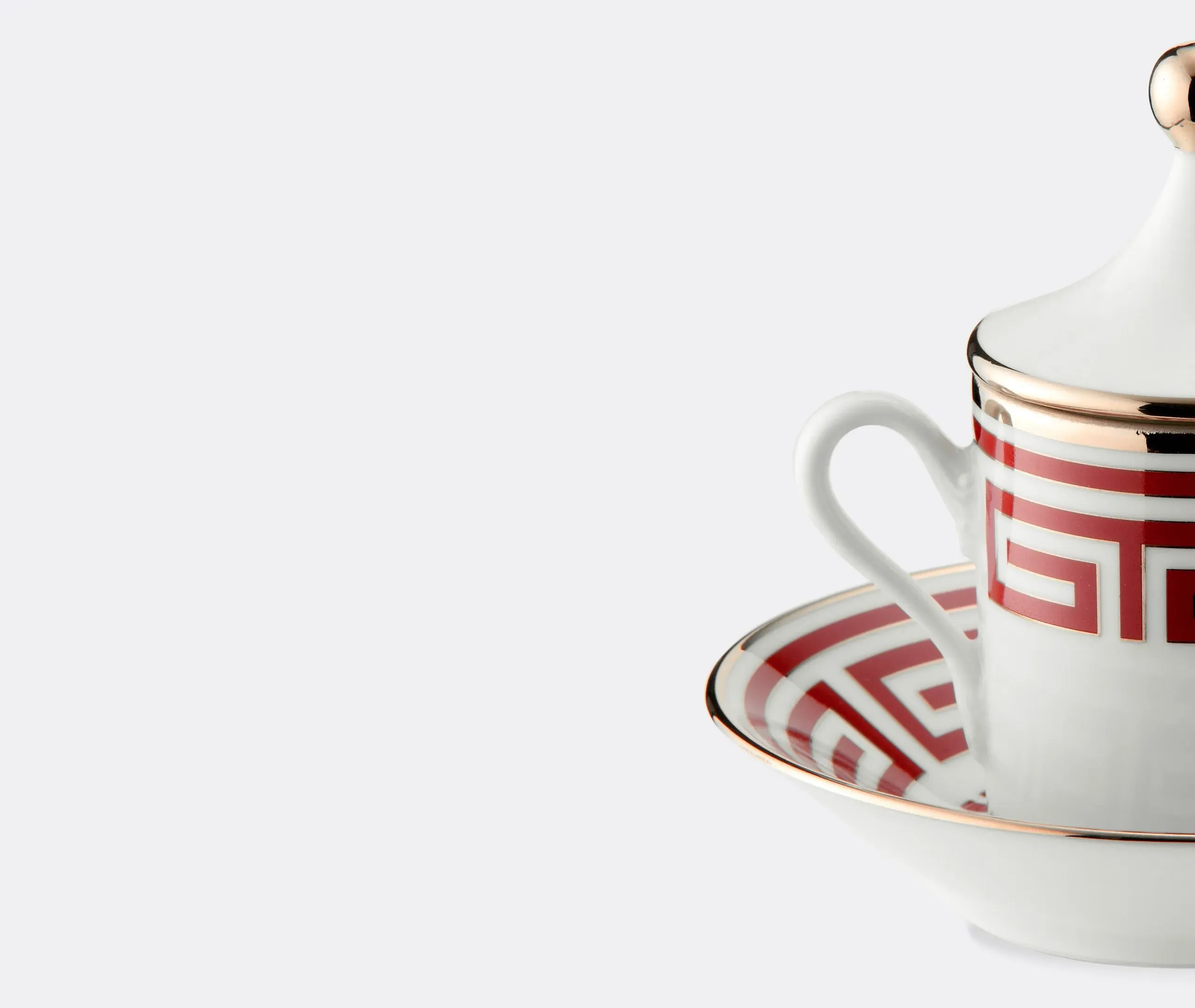 2-Piece Coffee Set with Covers - Red, Porcelain