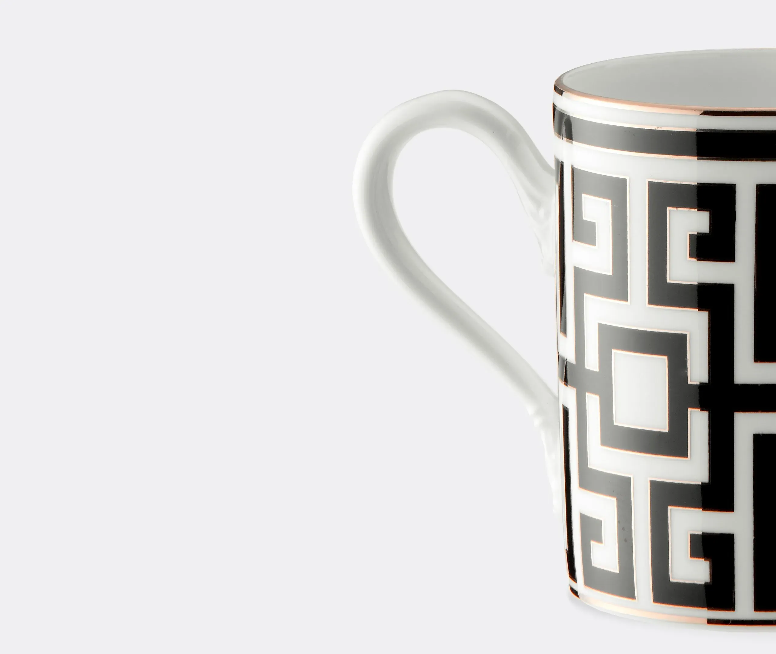 Coffee Mug with Maze Pattern - Black, Porcelain