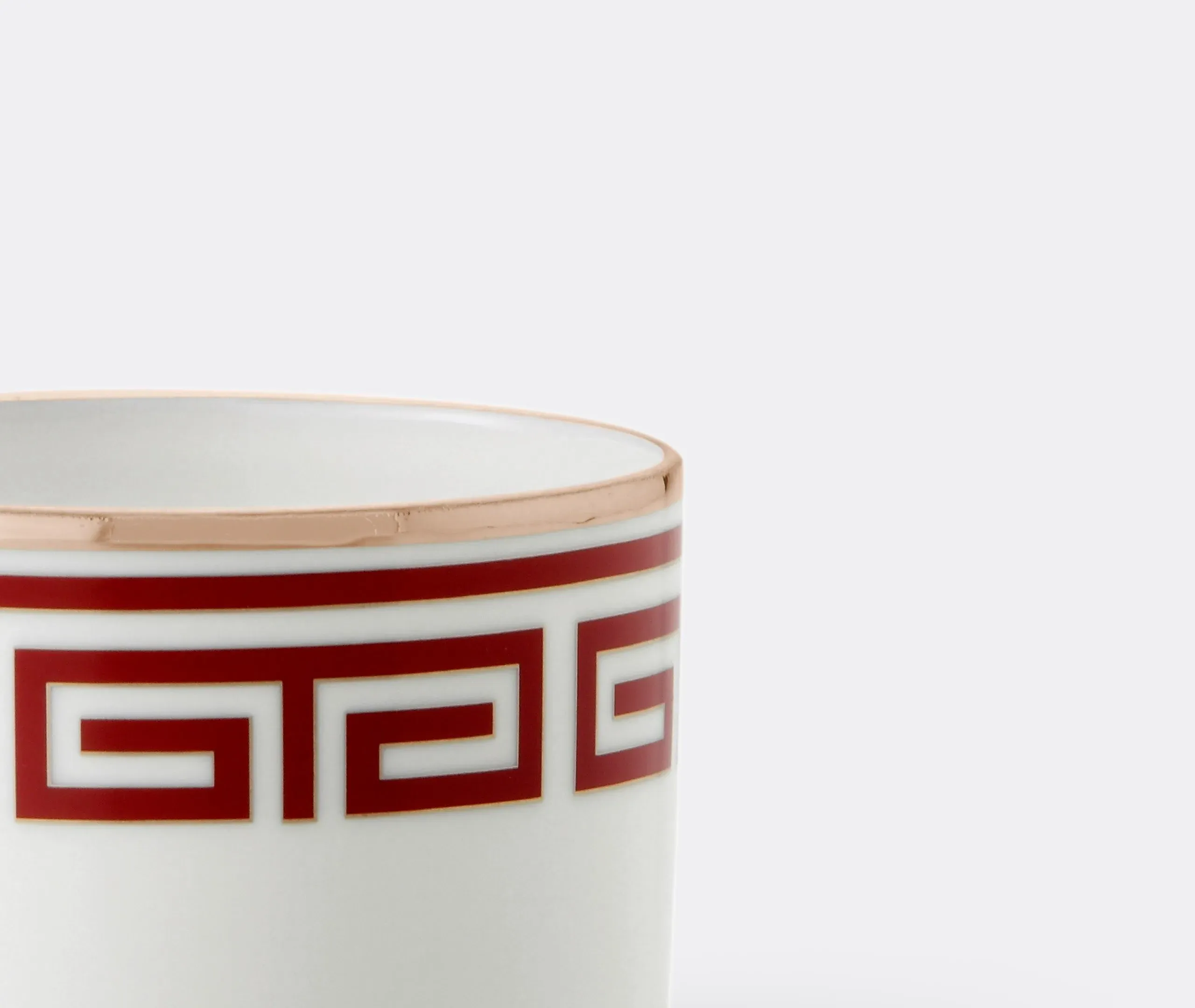 Set of 2 Teacups with Maze Pattern - Red, Porcelain