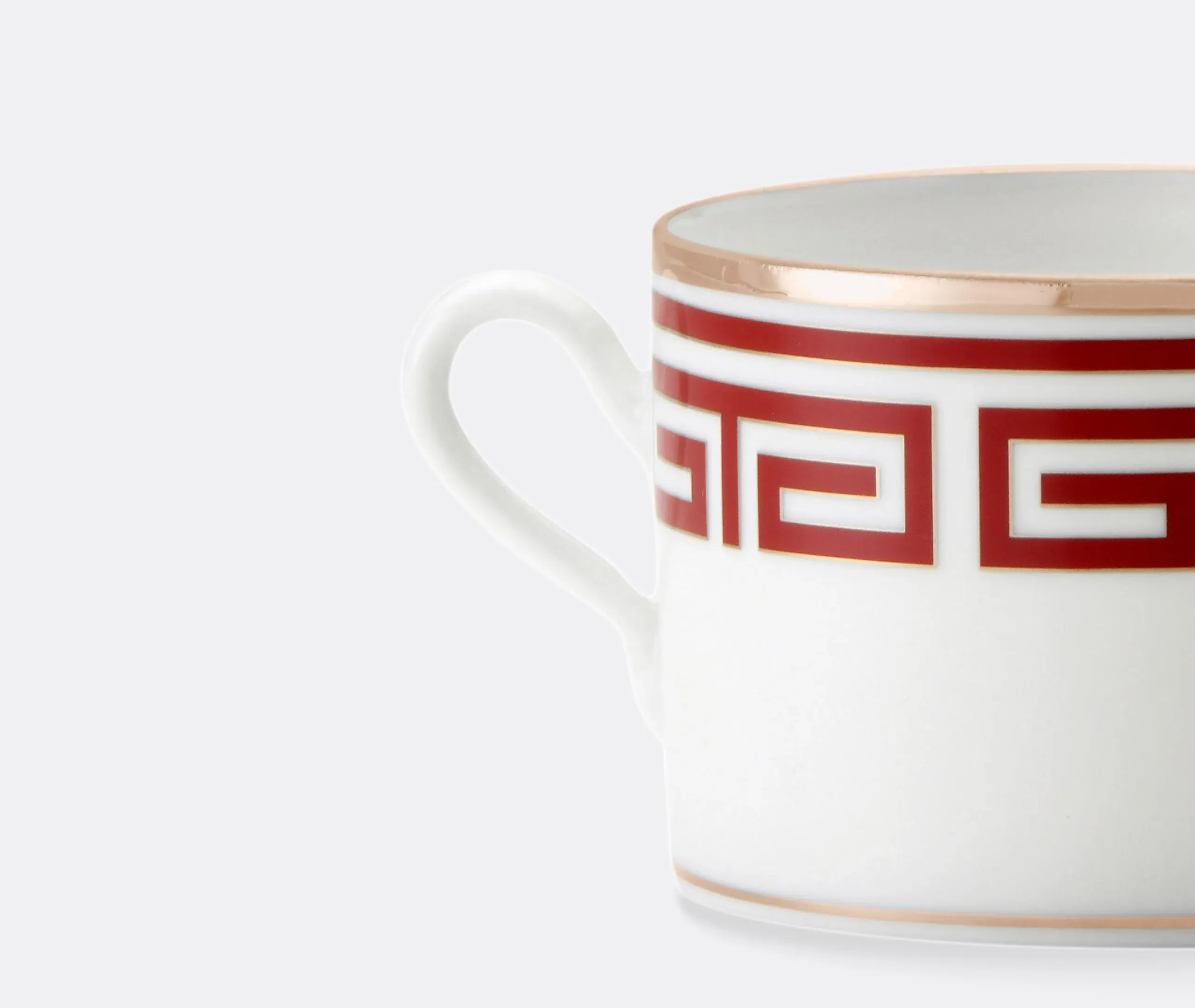 Set of 2 Teacups with Maze Pattern - Red, Porcelain