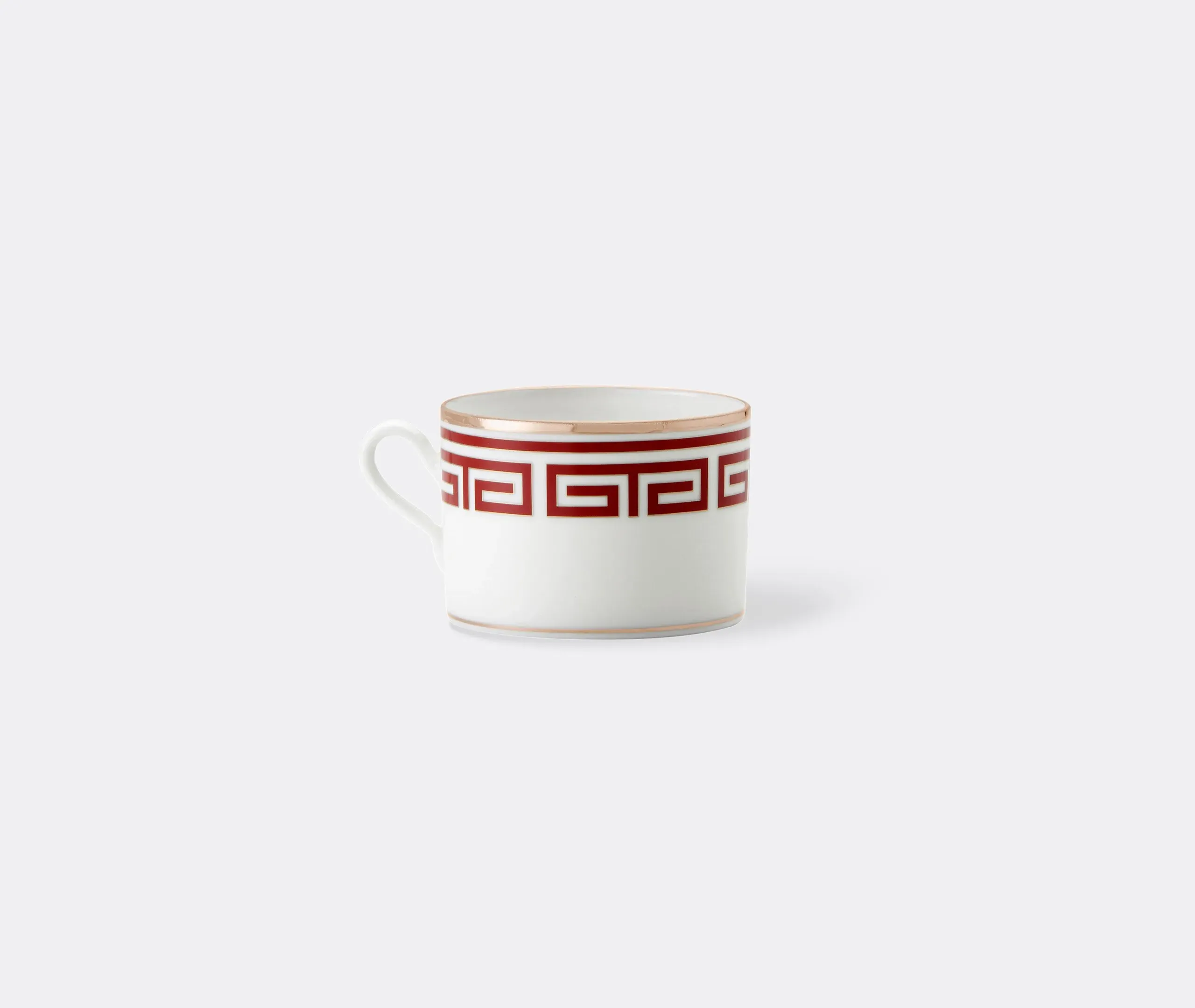 Set of 2 Teacups with Maze Pattern - Red, Porcelain