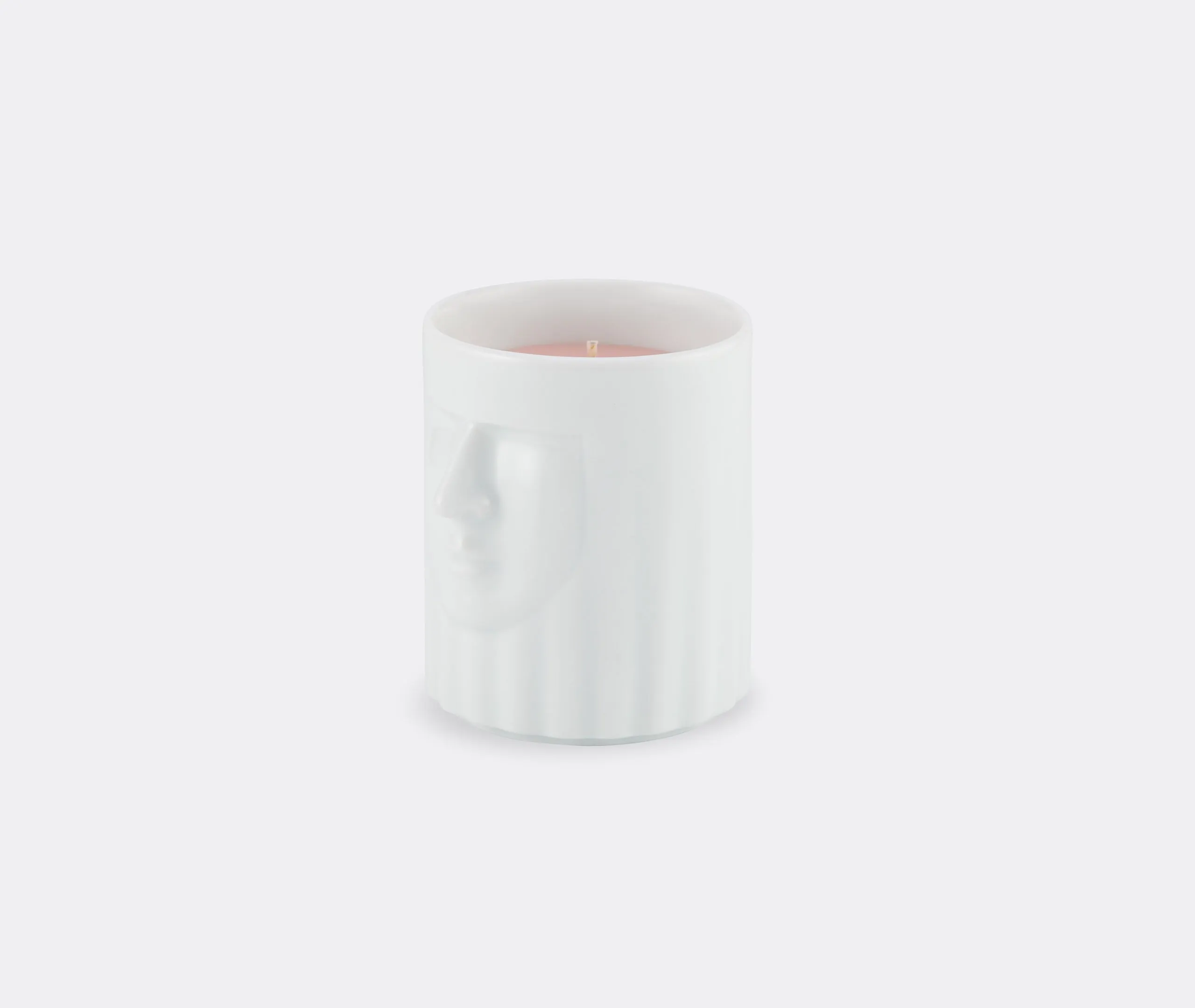 Vase Candle with Carved Detail - White, Porcelain