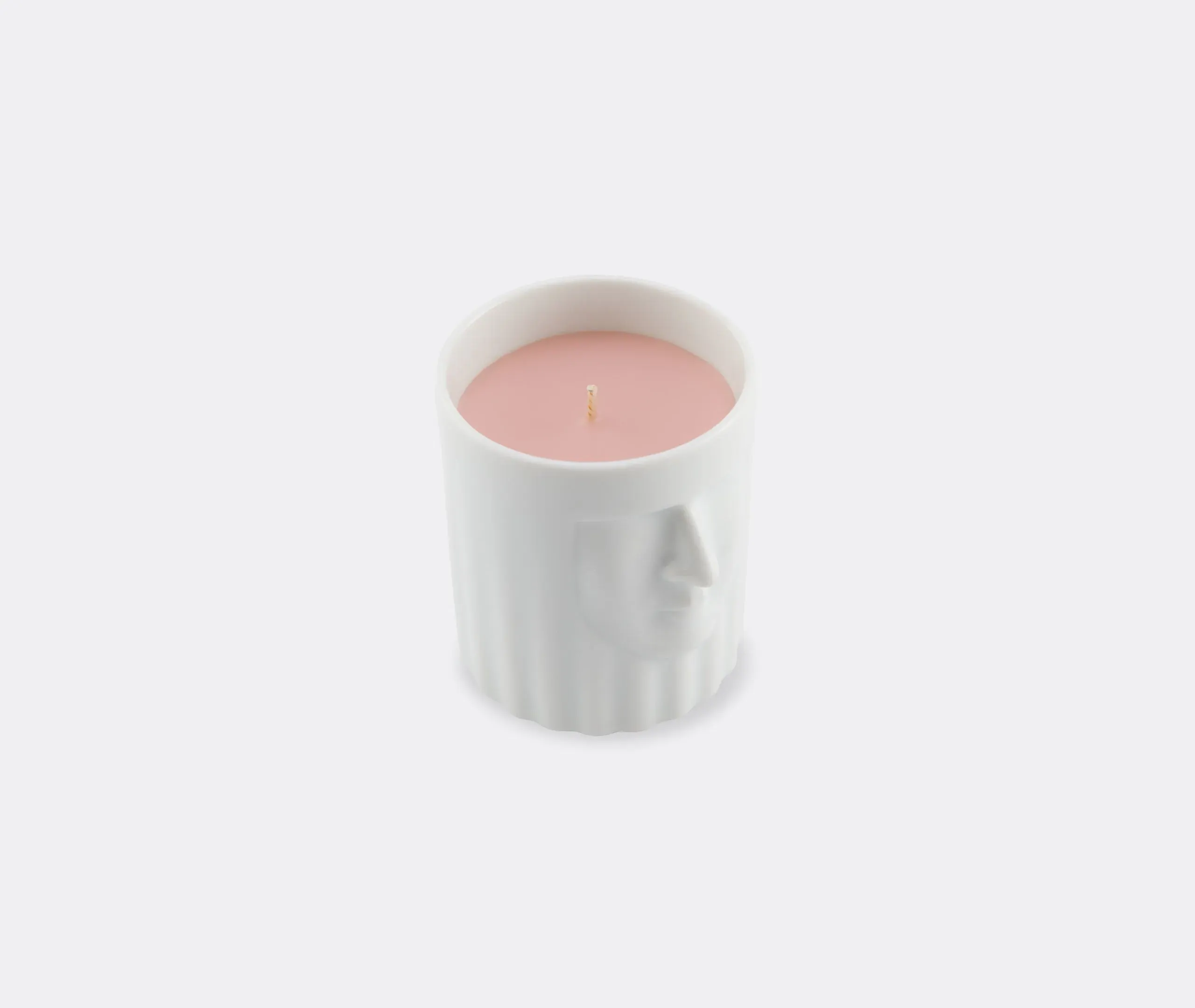 Vase Candle with Carved Detail - White, Porcelain