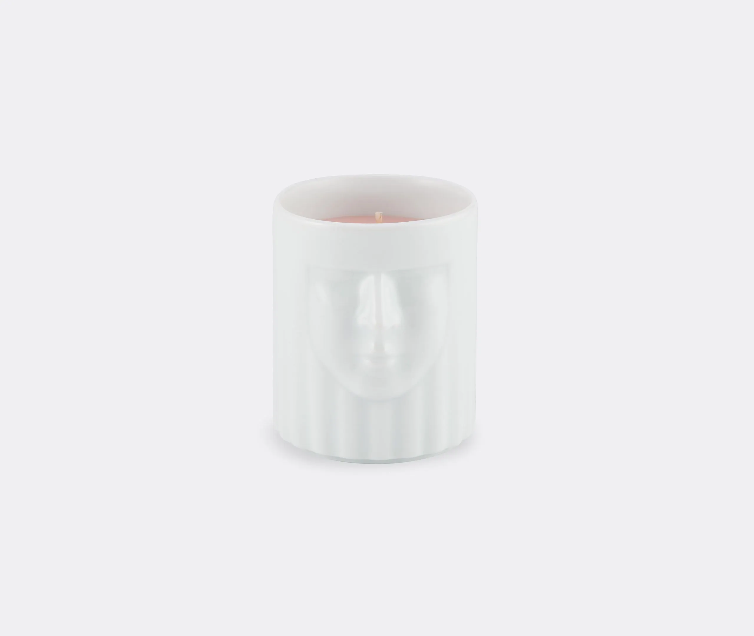 Vase Candle with Carved Detail - White, Porcelain image