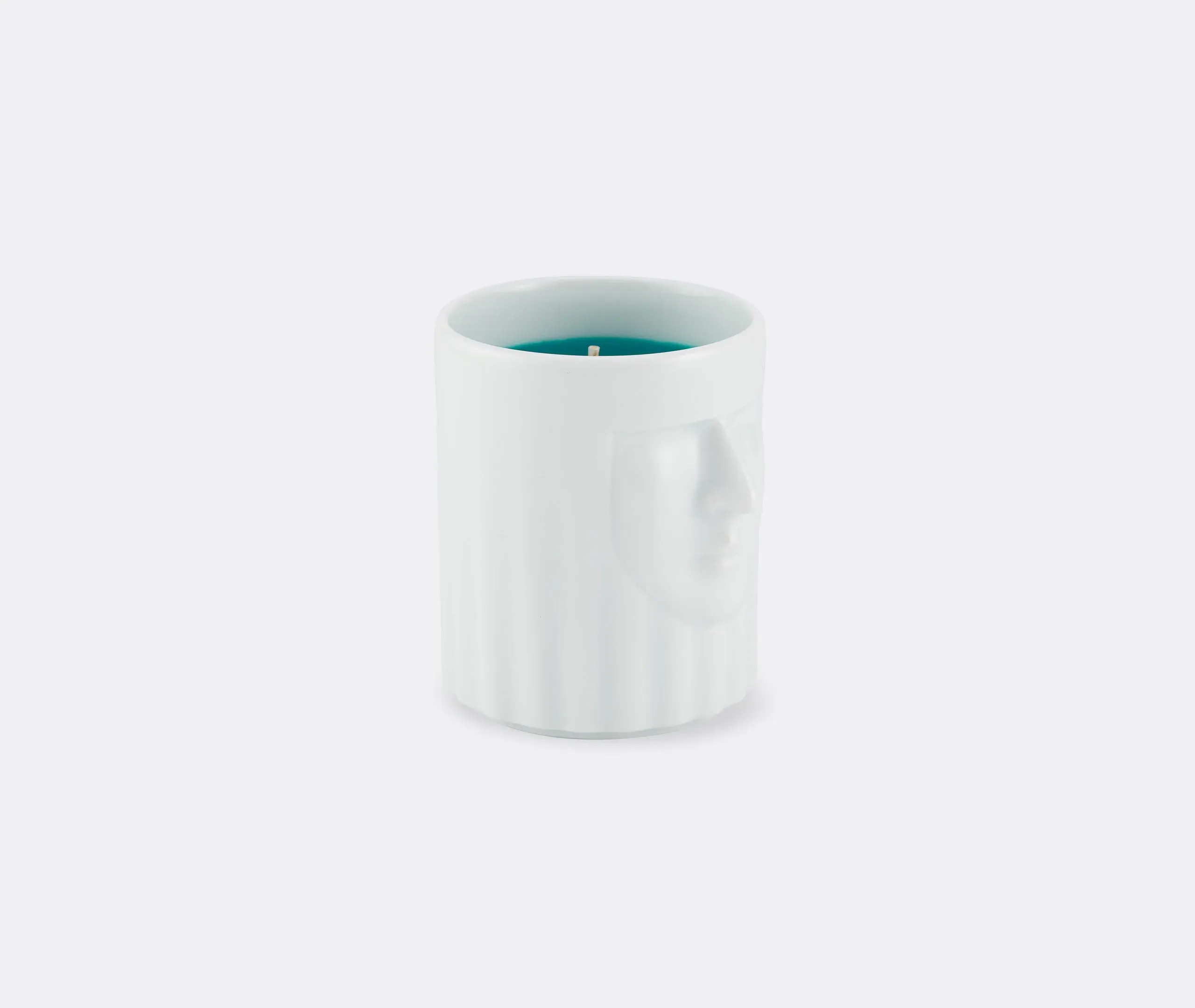 Vase Candle with Carved Figure - White, Porcelain