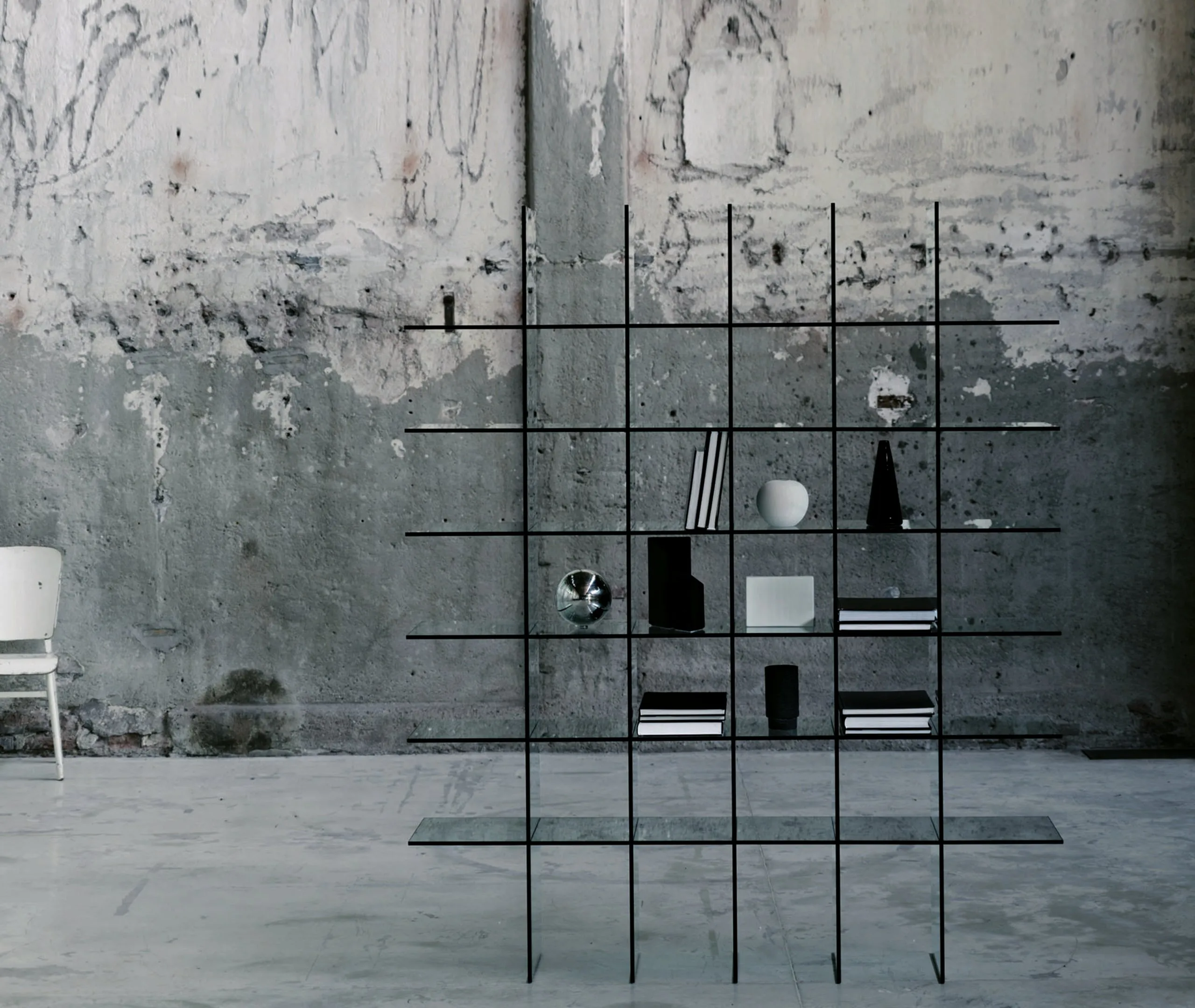 Glass Shelves Bookcase - Transparent Glass