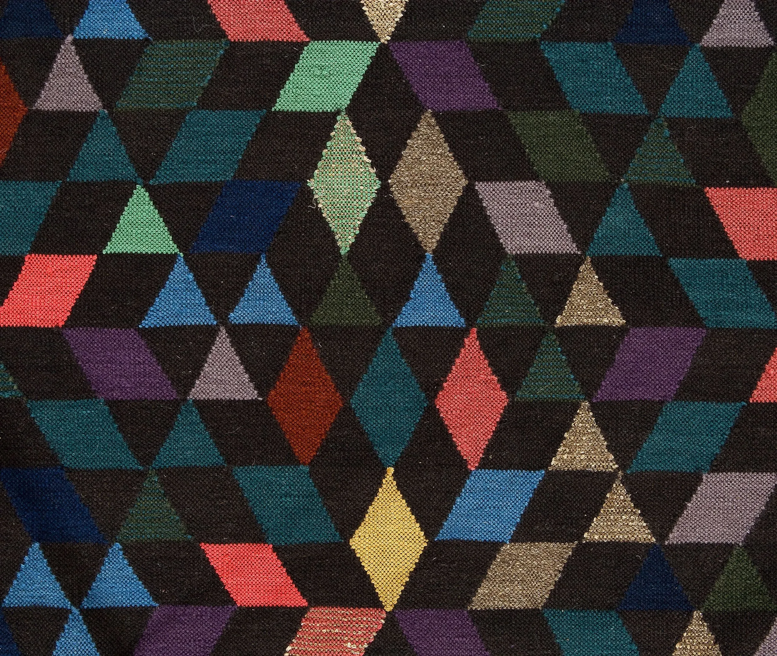 Large Diamond Carpet - Black, Wool & Silk