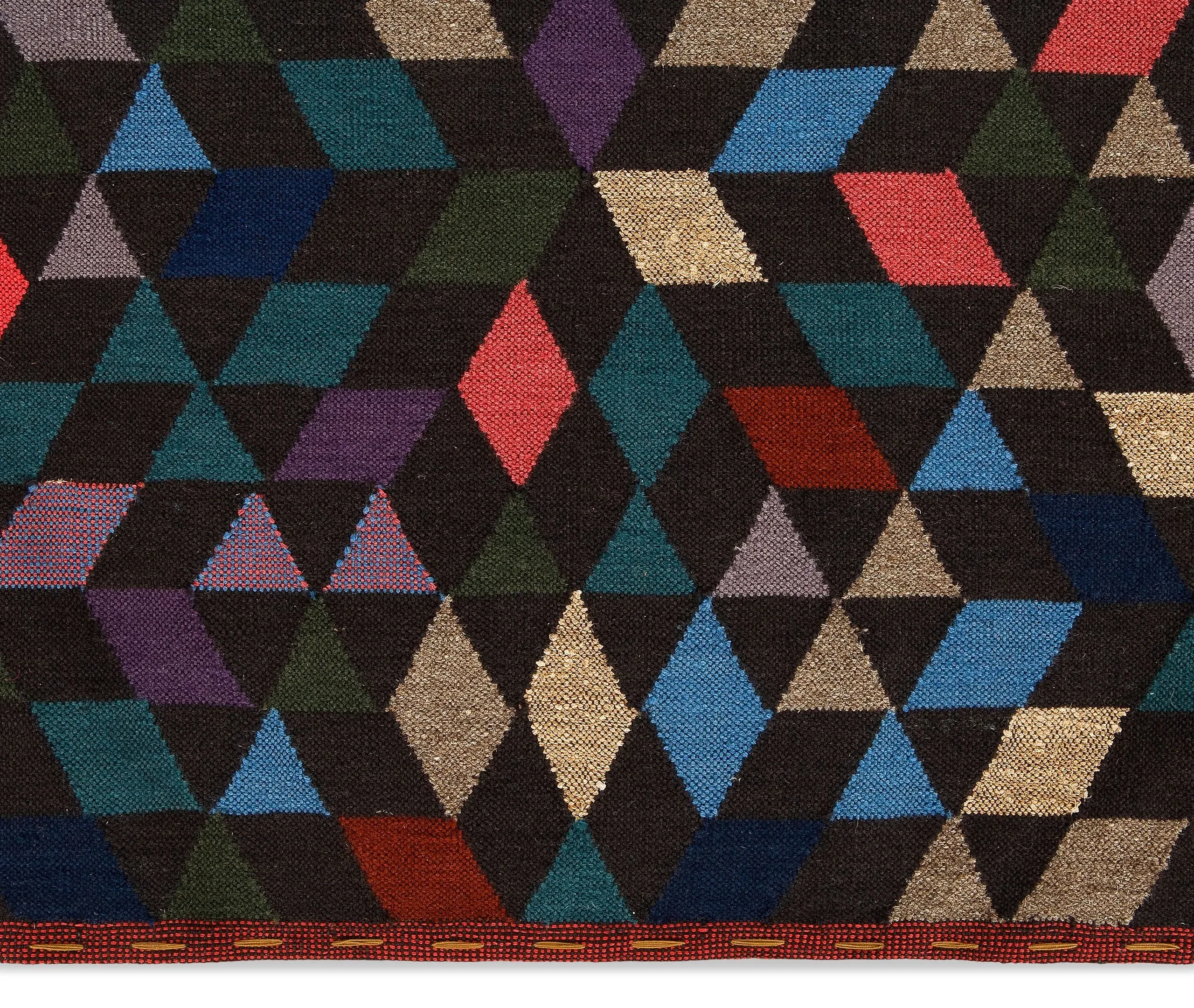 Large Diamond Carpet - Black, Wool & Silk