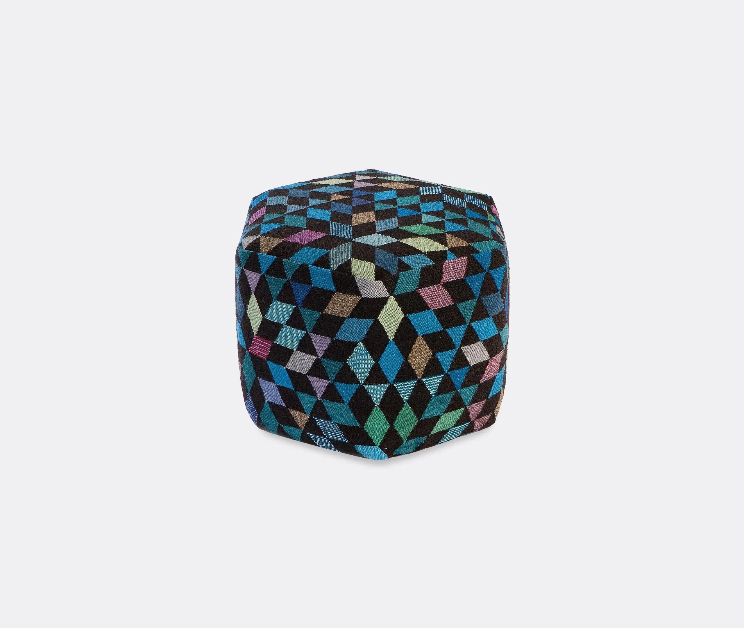 Tall Pouf Diamond Medallion - Blue Green, Wool image