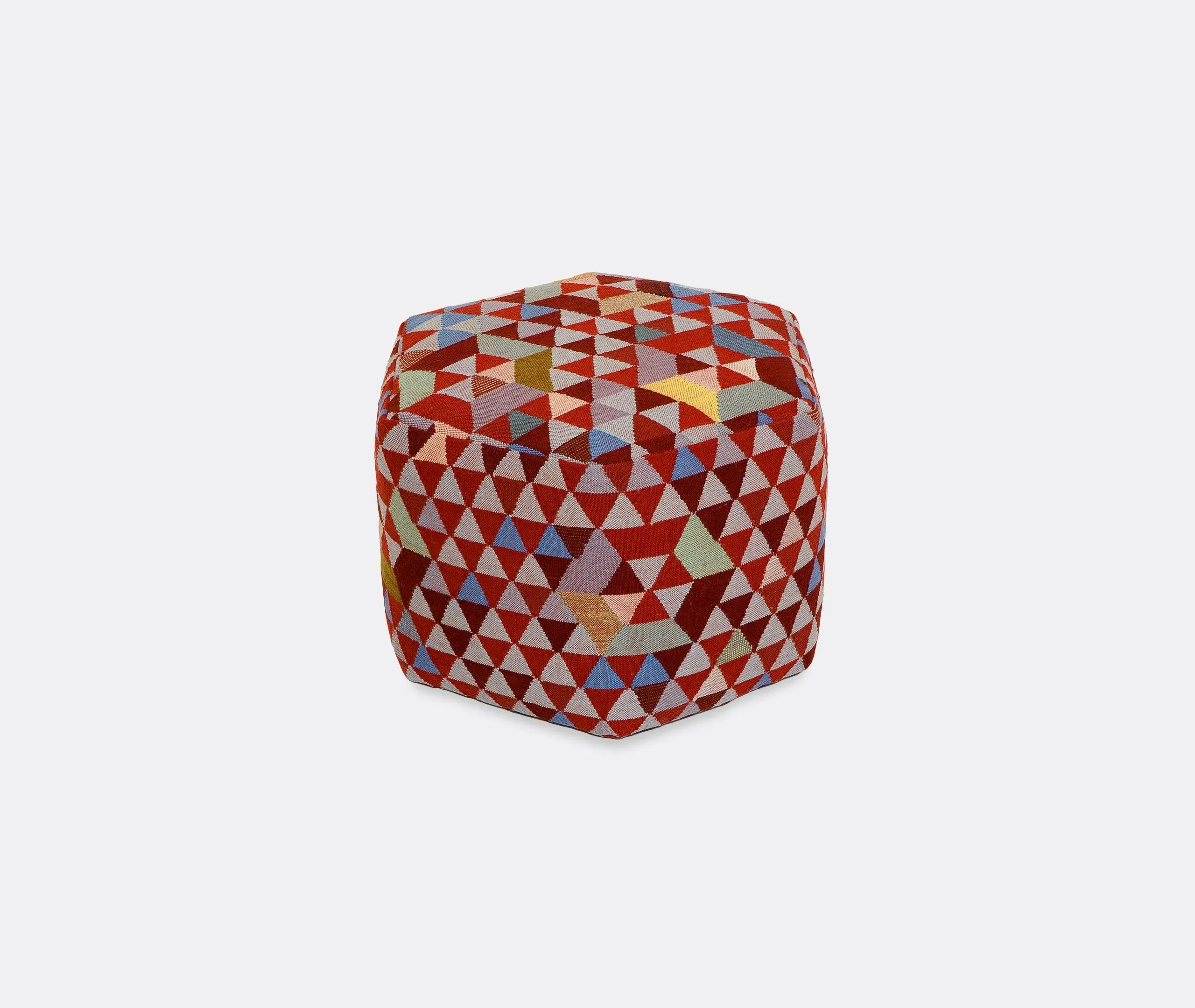 Tall Pouf with Geometric Pattern - Pink, Wool image