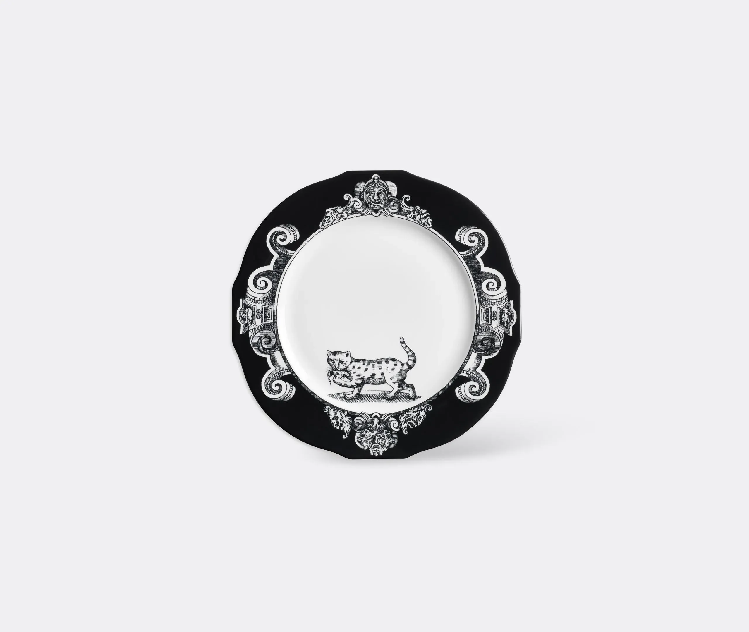 Cat Motif Presentation Plates Set - White, Porcelain image