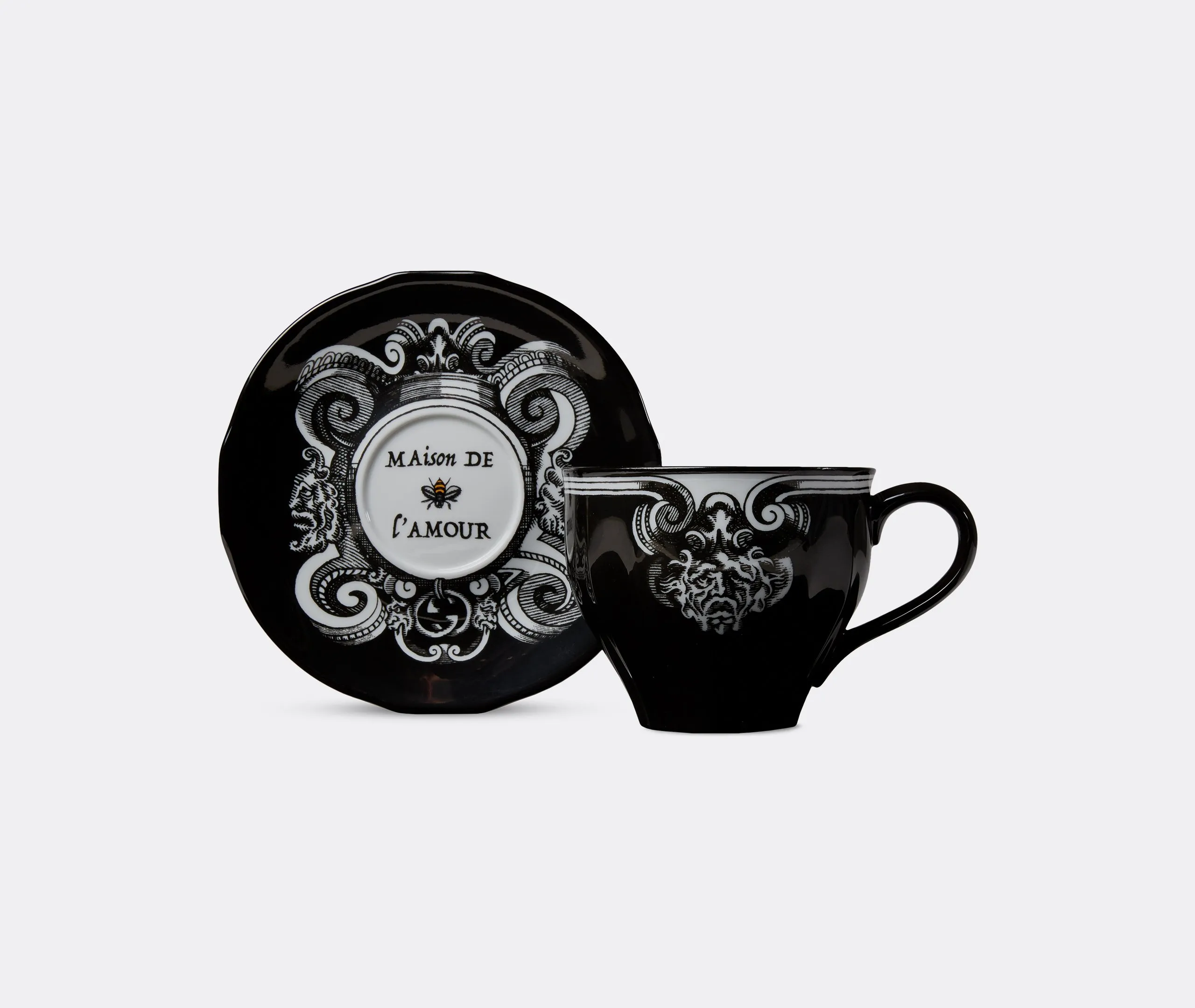 Demitasse Cup and Saucer Set - Black, Porcelain