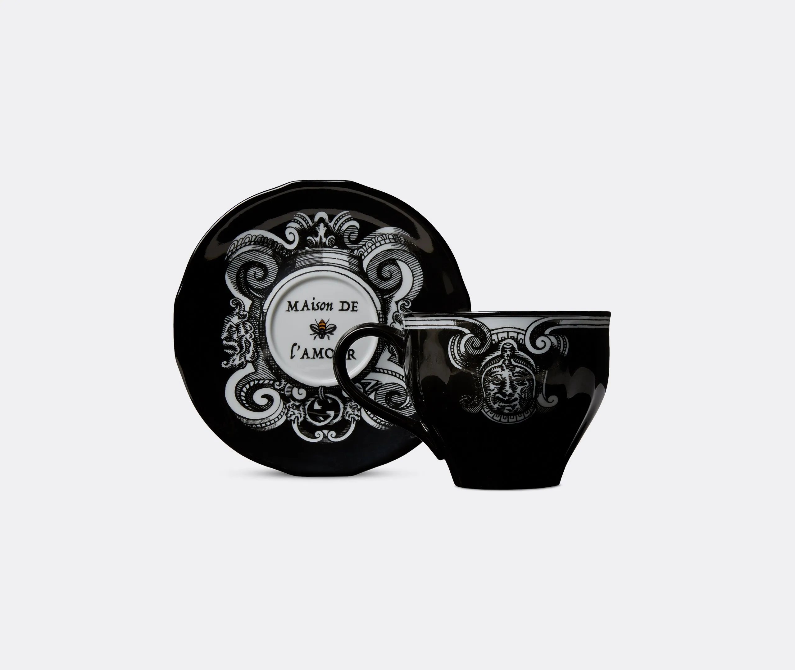 Demitasse Cup and Saucer Set - Black, Porcelain