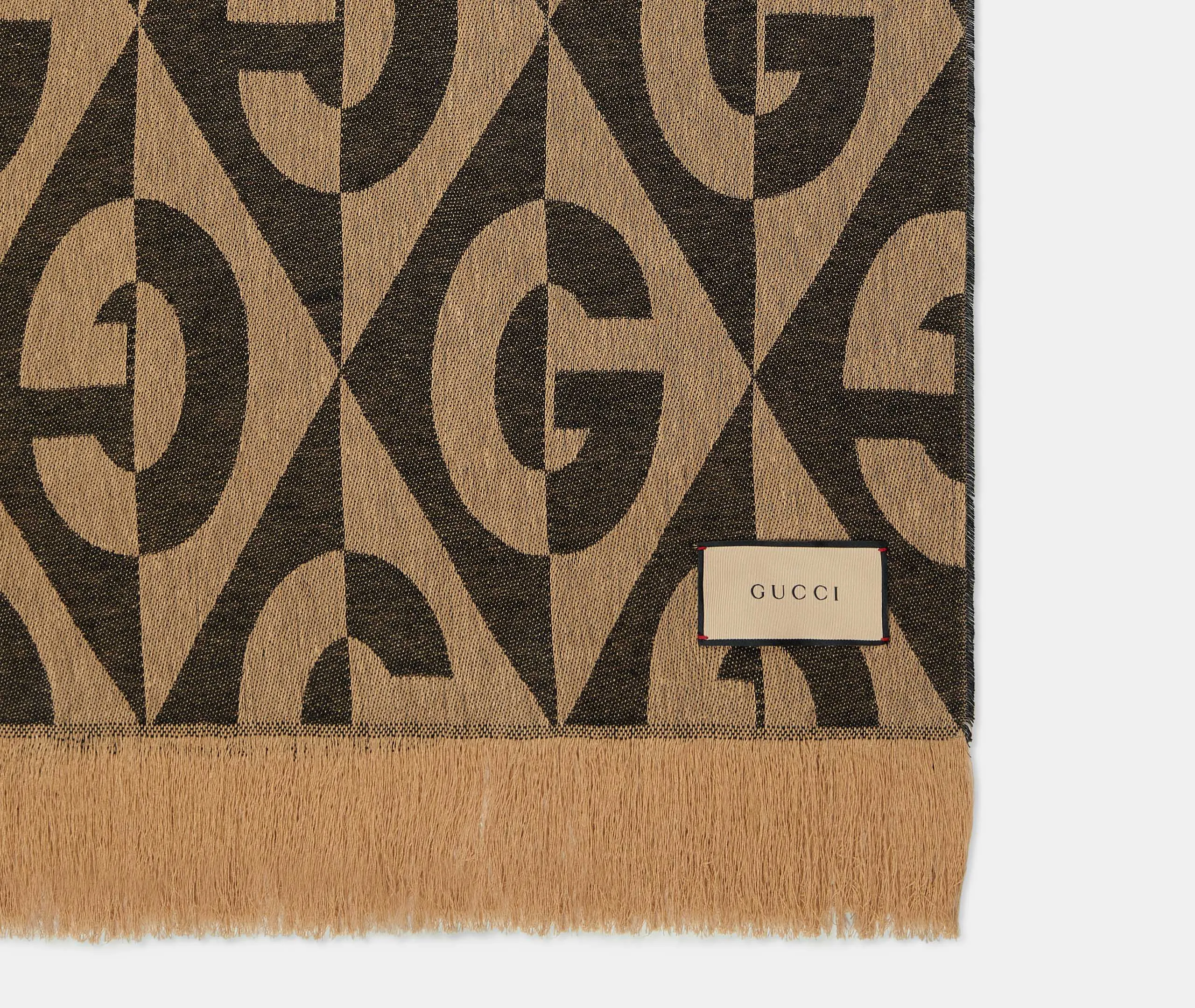 Diamond Pattern Plaid Blanket - Beige, Linen