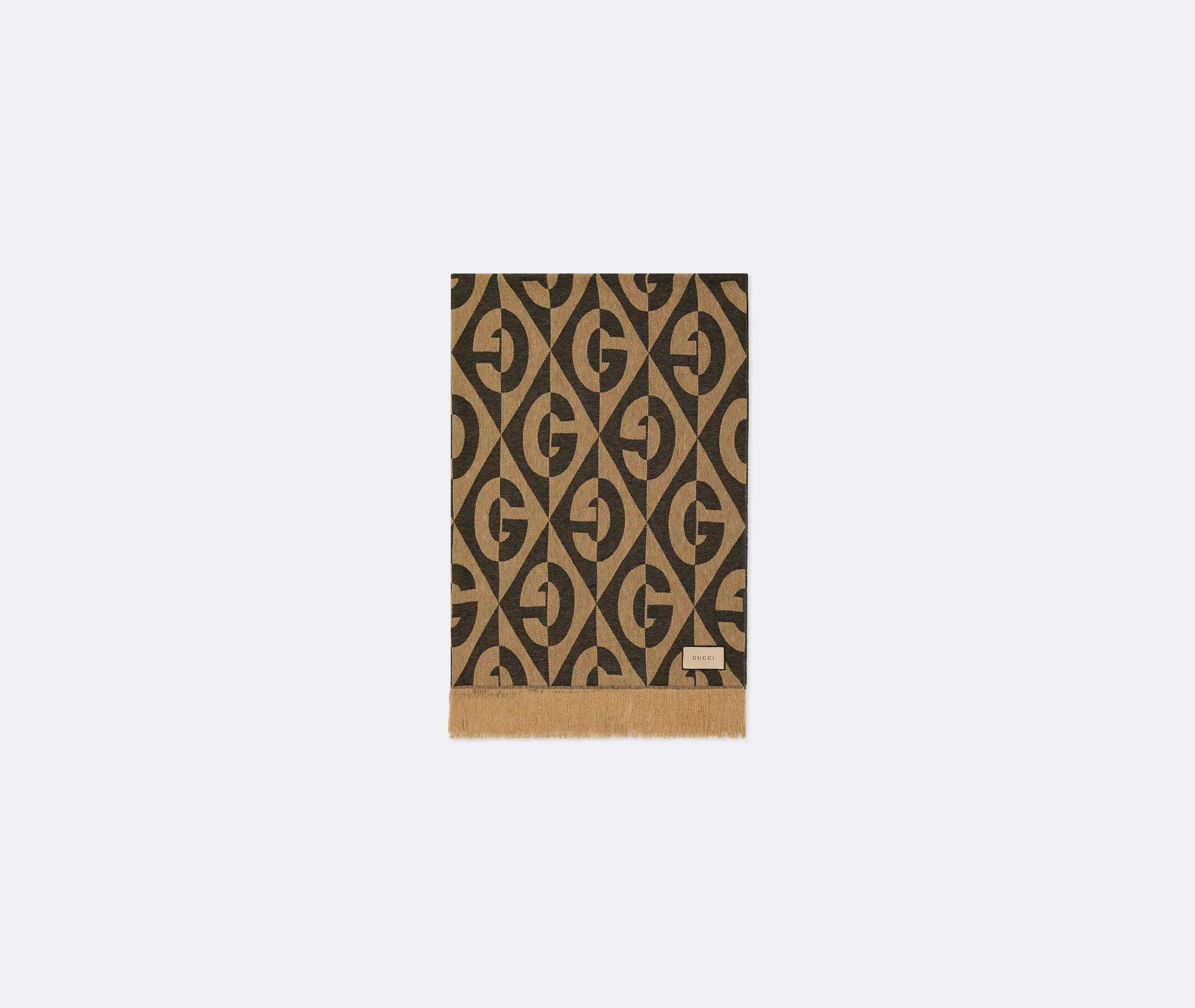 Diamond Pattern Plaid Blanket - Beige, Linen image