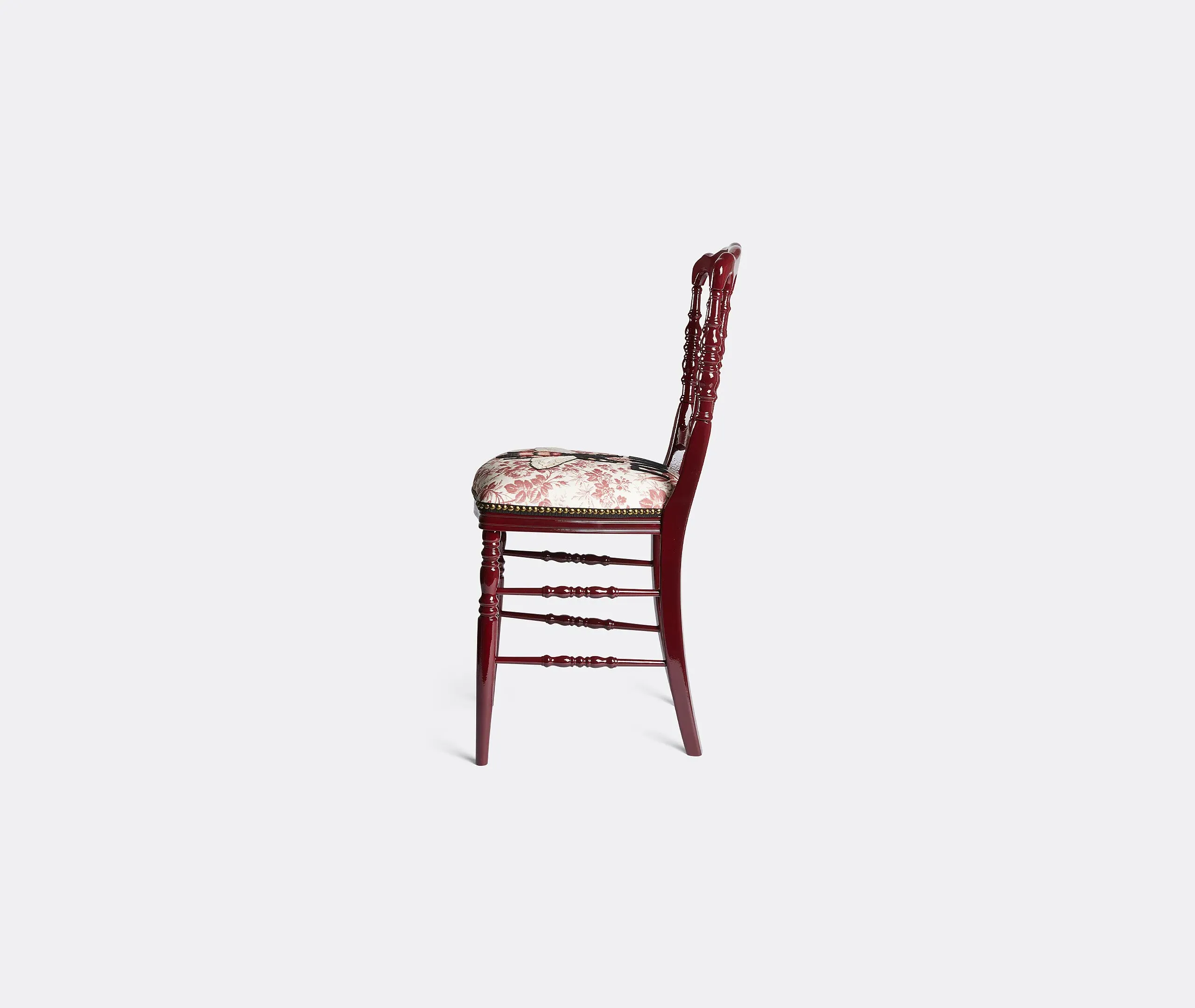 Francesina Chair with Brass Details - Bordeaux, Beech Wood