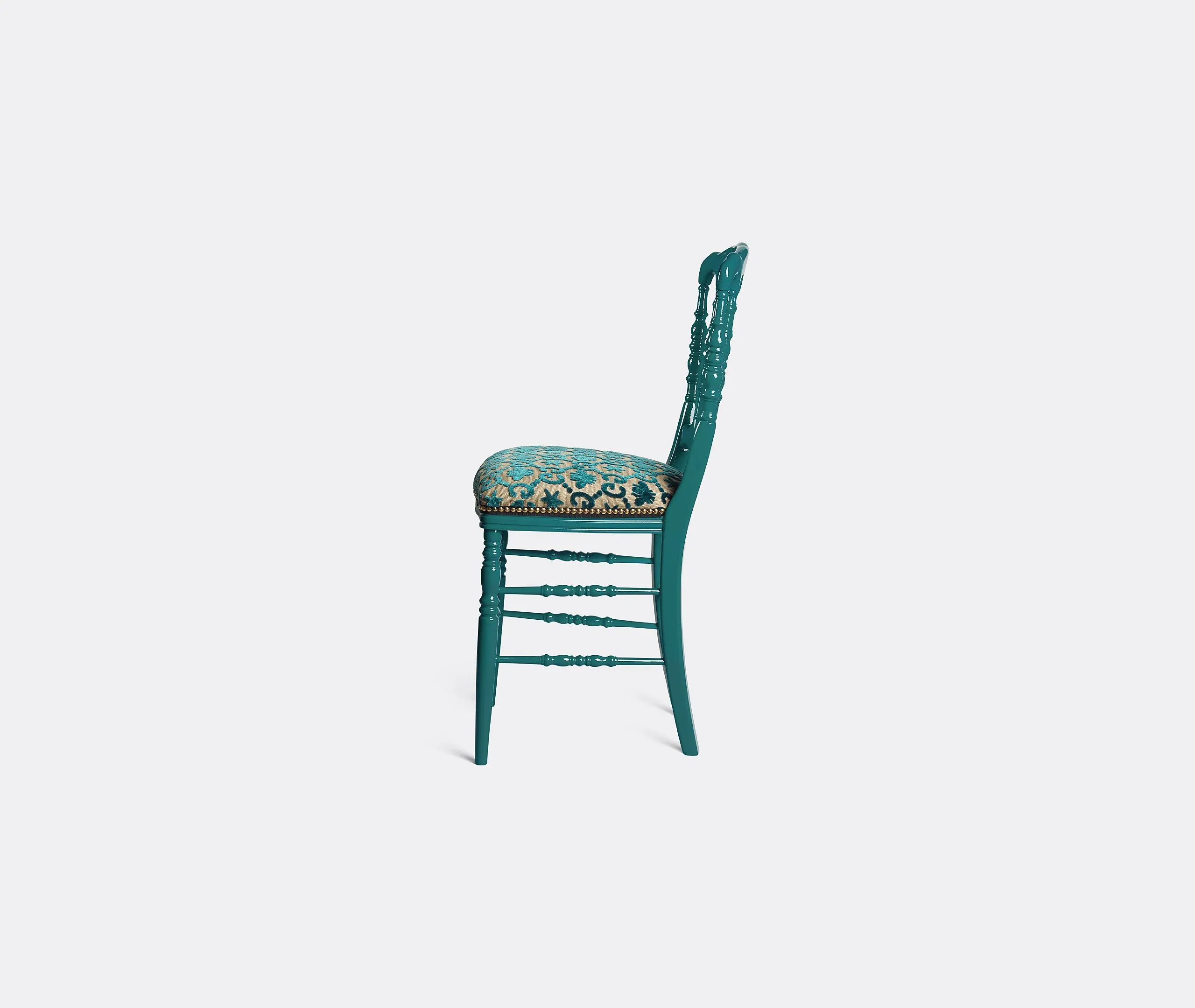Francesina Chair with Brass Details - Peacock, Beech Wood