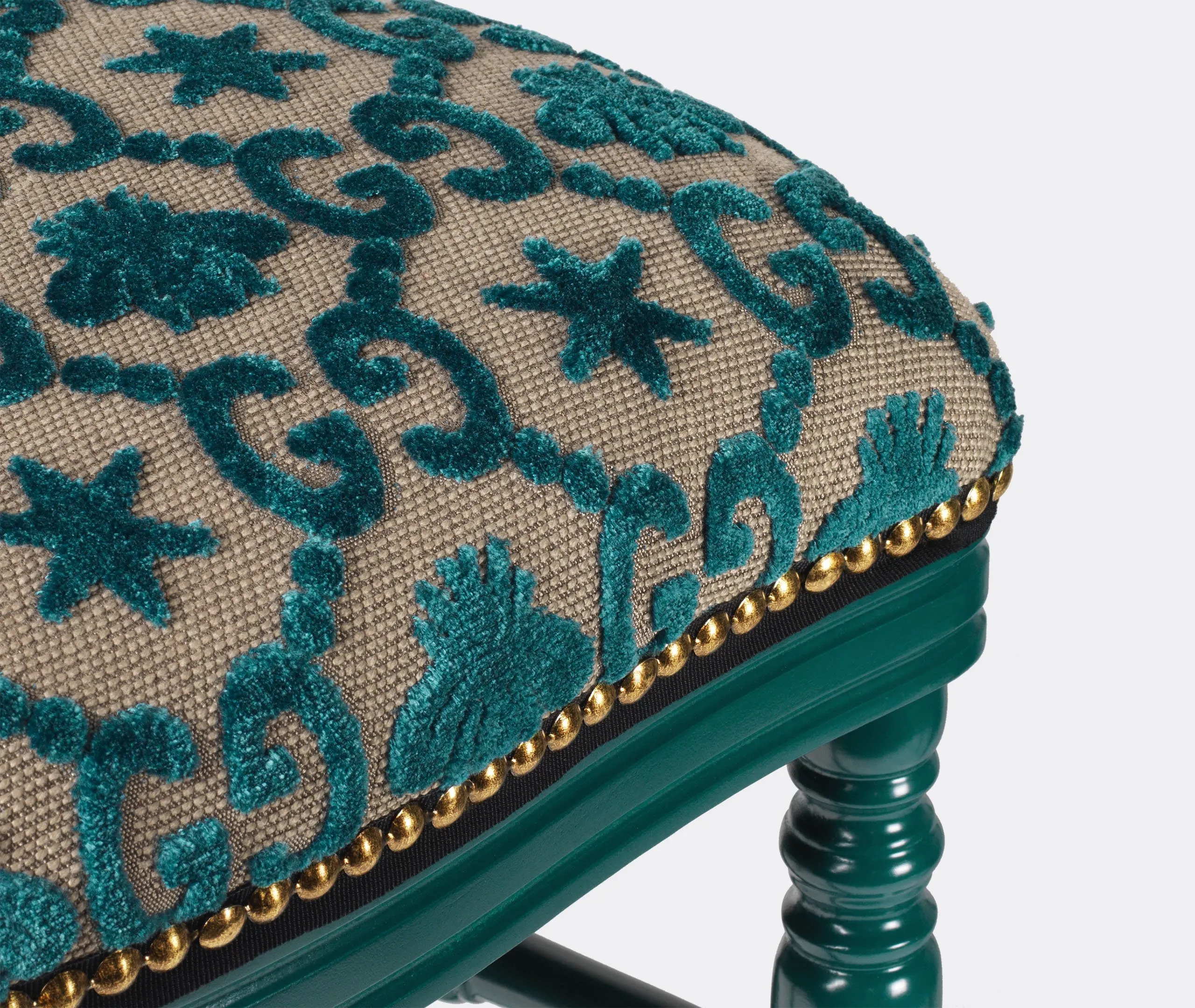 Francesina Chair with Brass Details - Peacock, Beech Wood