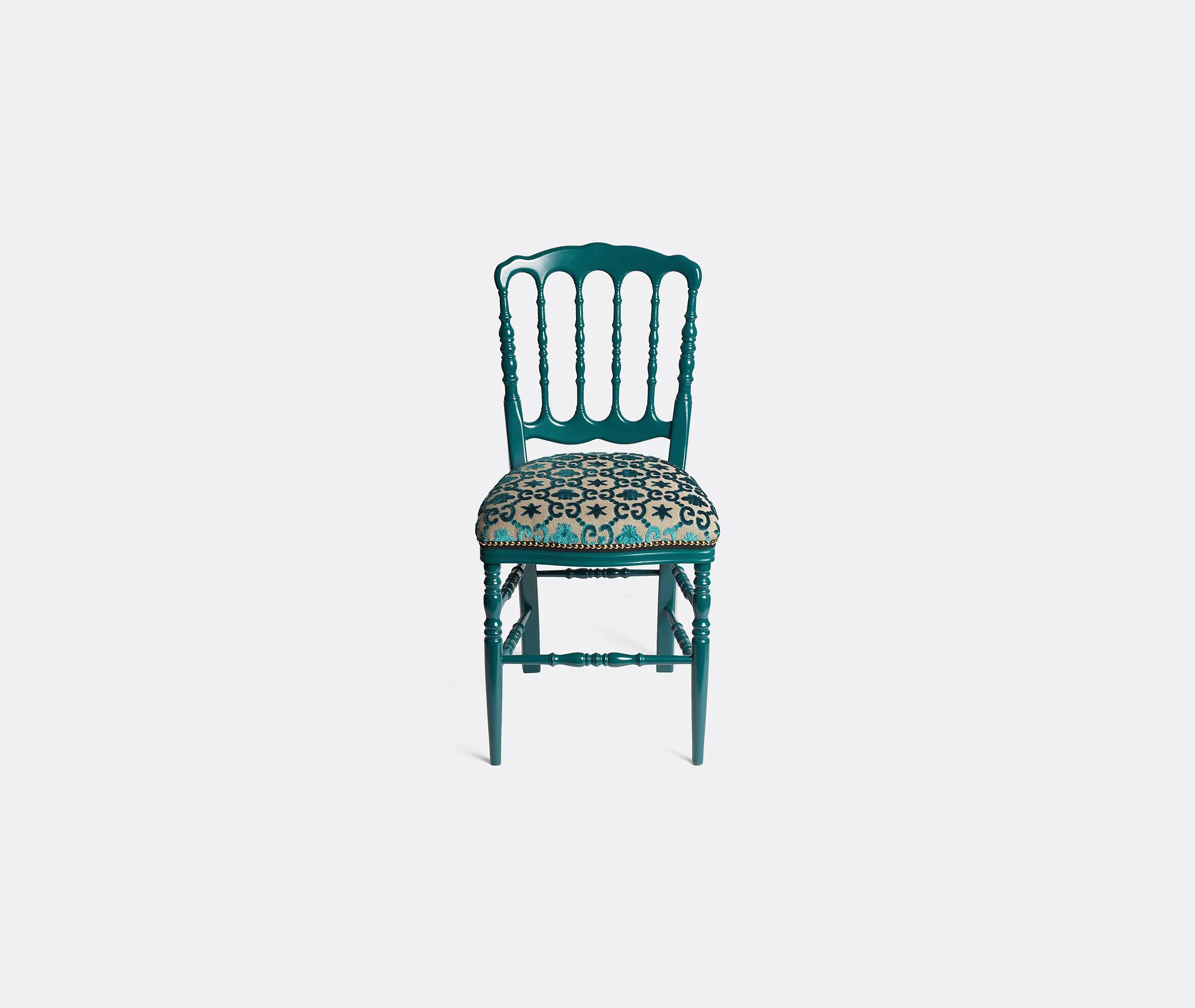 Francesina Chair with Brass Details - Peacock, Beech Wood