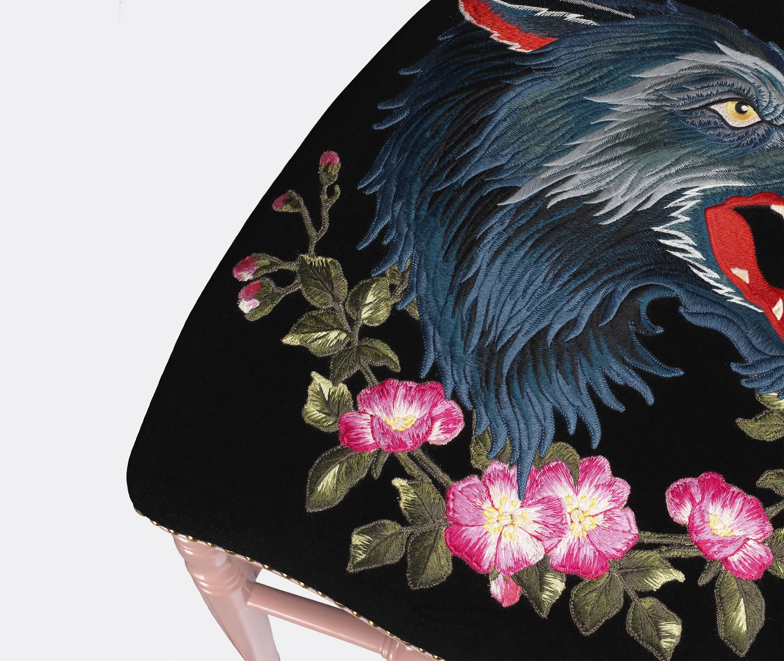 Francesina Chair with Embroidery - Pink, Velvet