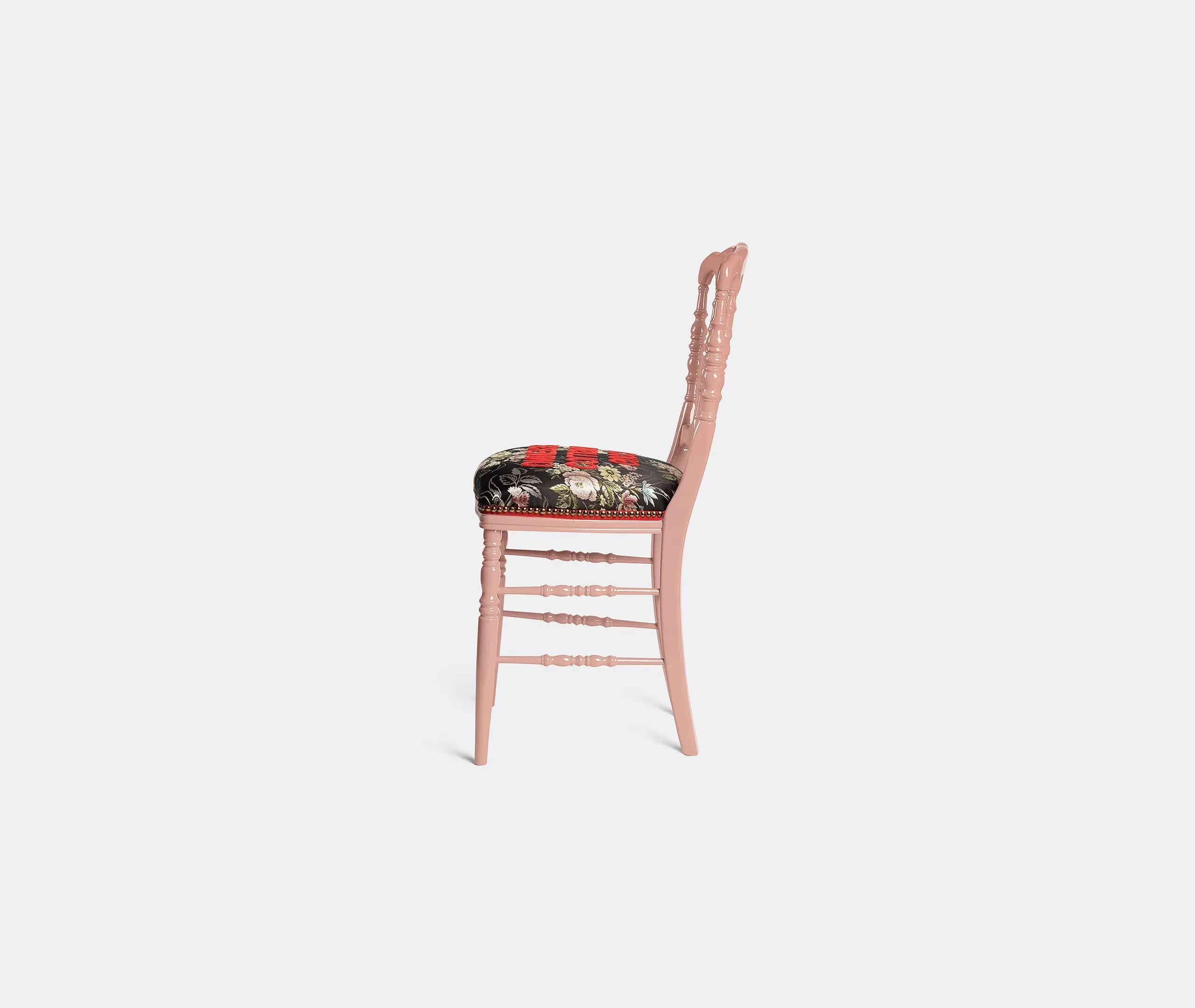 Francesina Chair with Text Embroidery - Pink, Wood