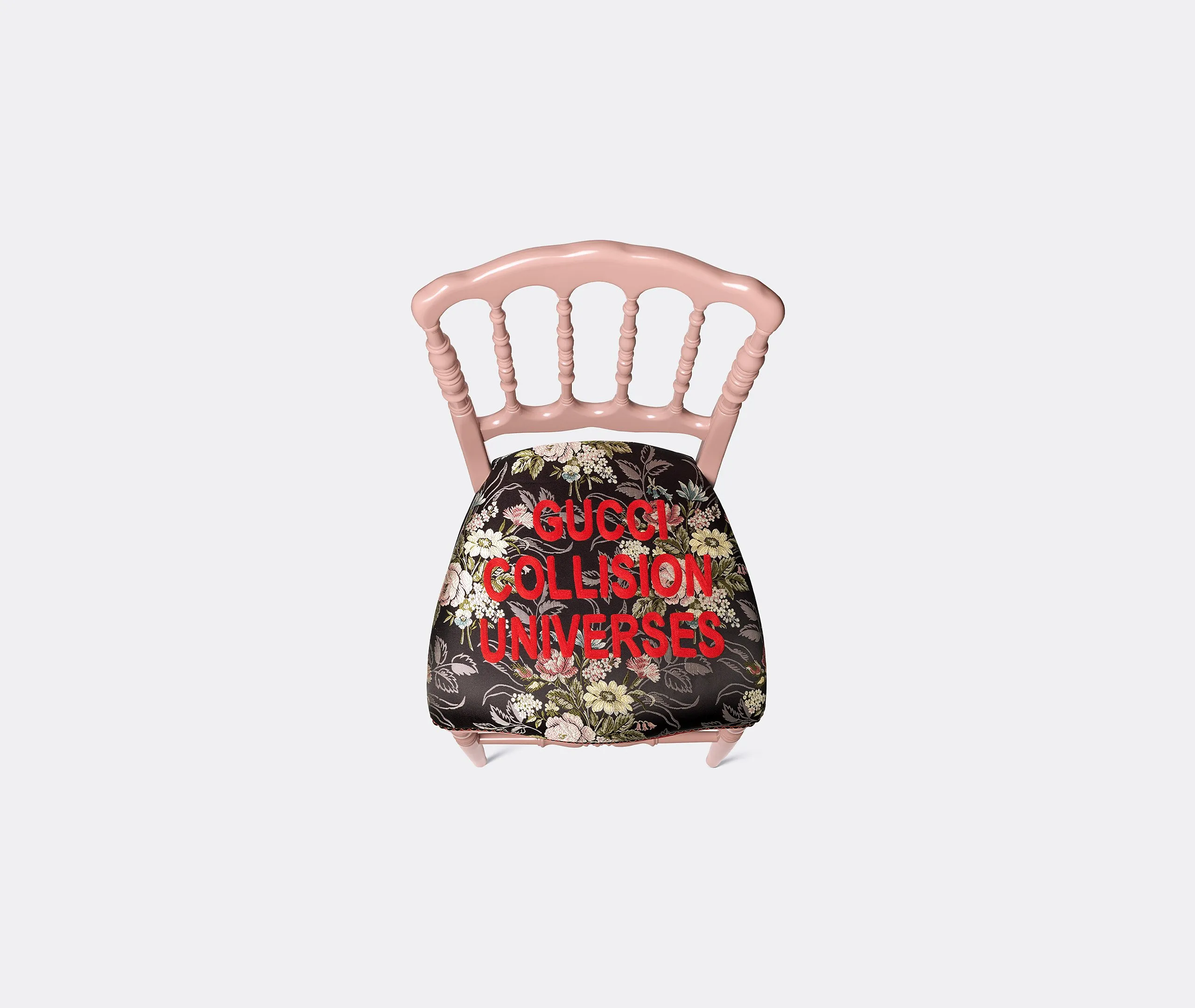 Francesina Chair with Text Embroidery - Pink, Wood