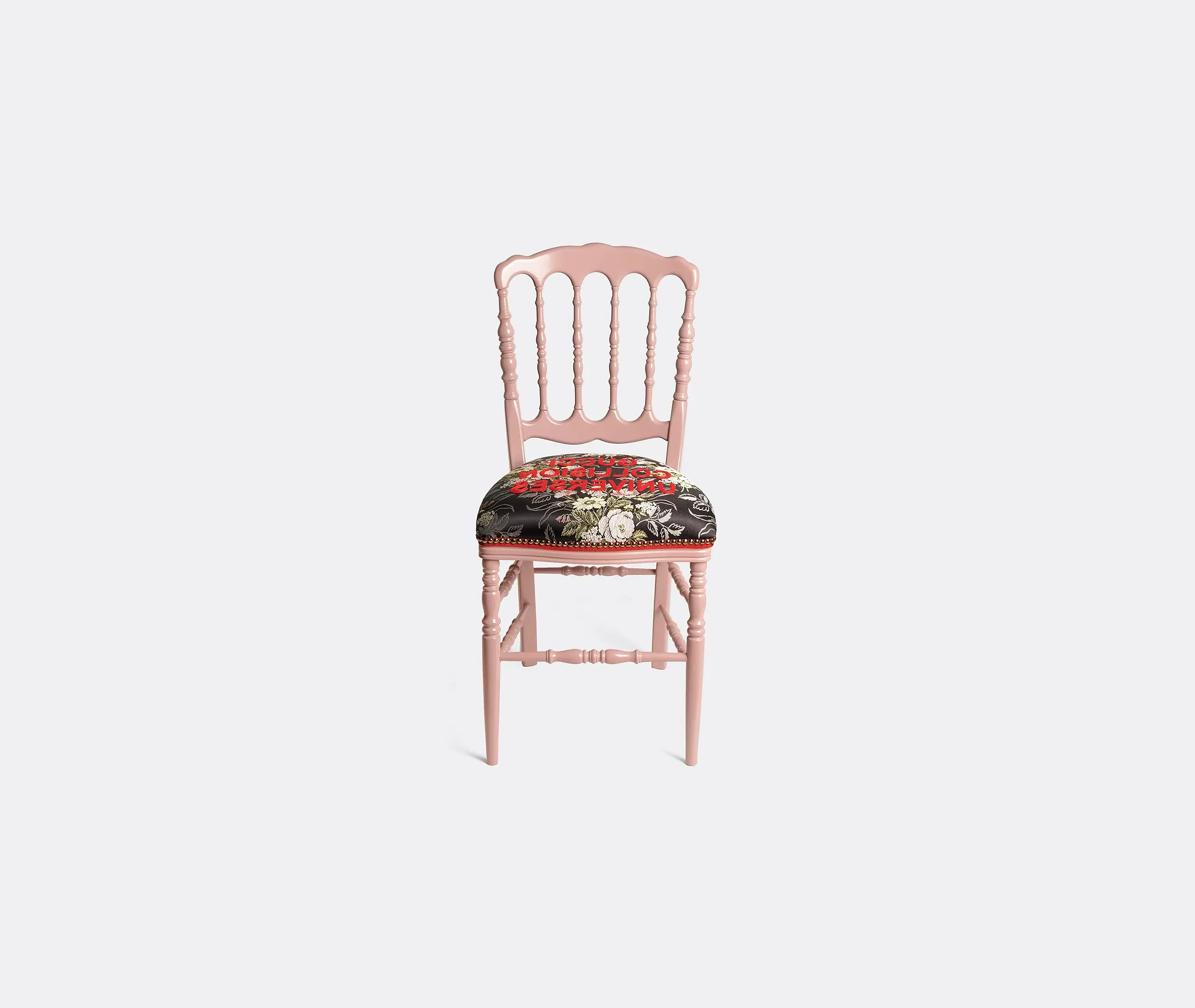 Francesina Chair with Text Embroidery - Pink, Wood image