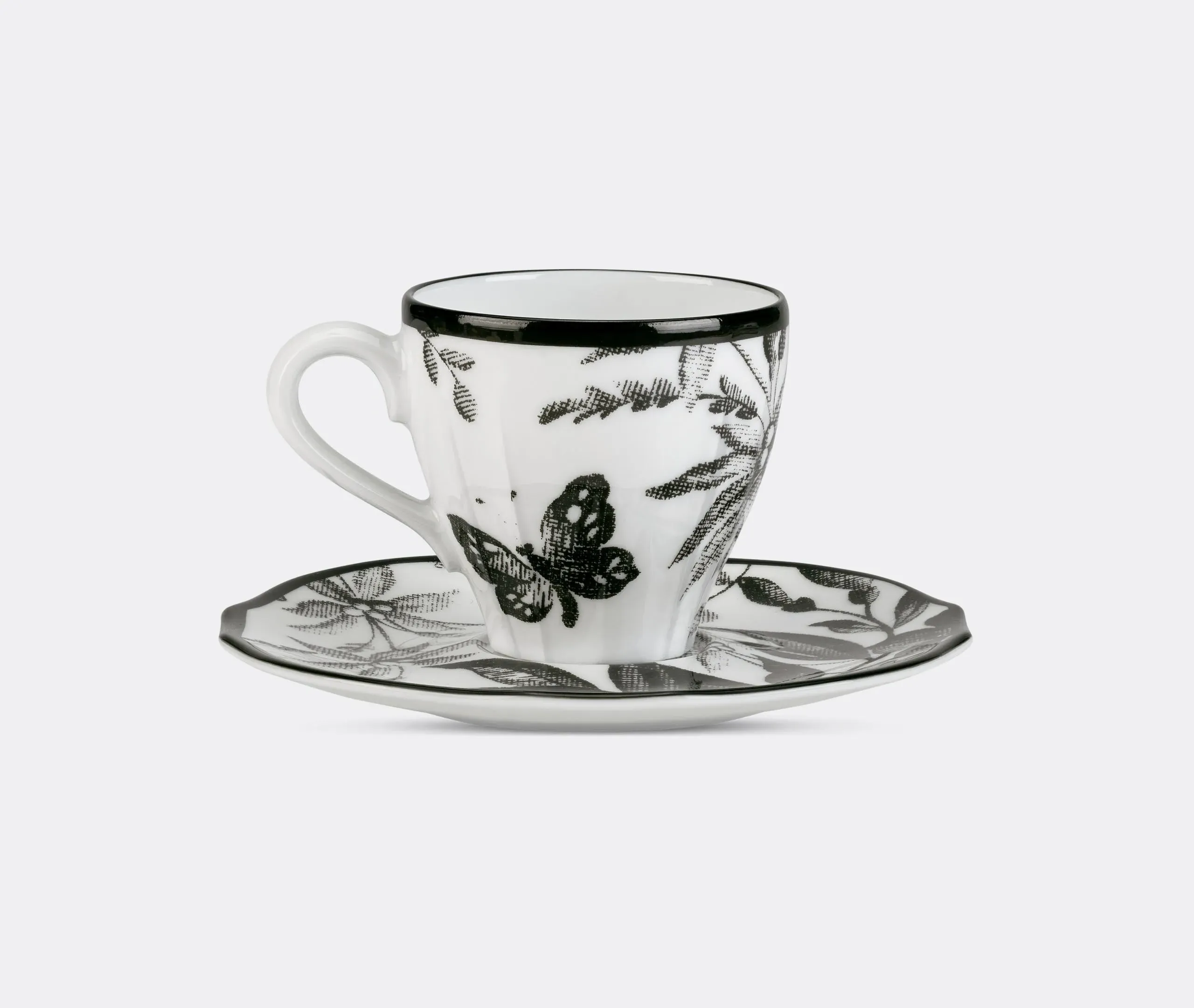 Herbarium Coffee Cup Set with Saucer - Black, Porcelain image