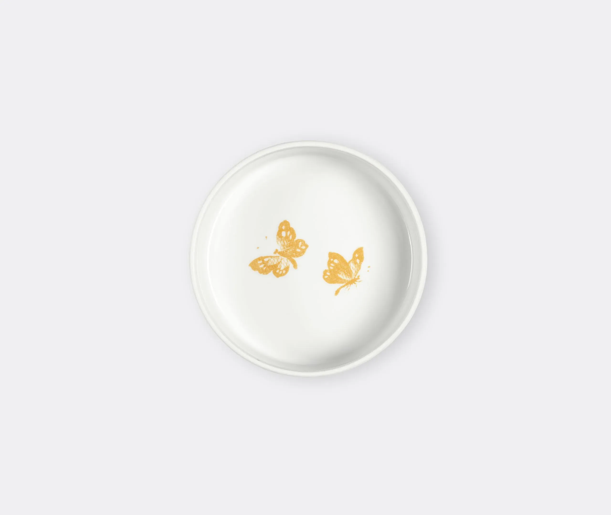 Round Storage Box with Print - Yellow, Porcelain