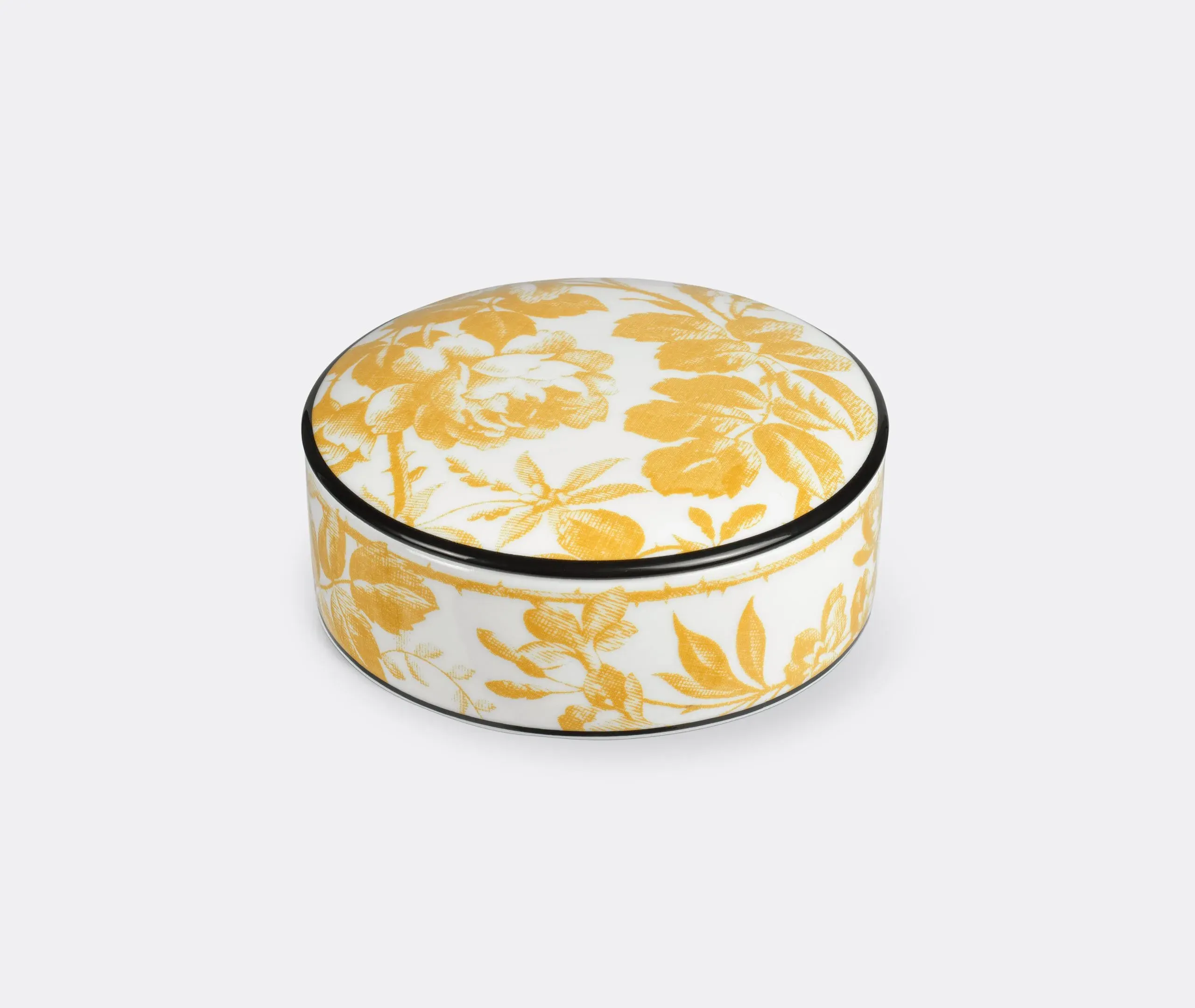 Round Storage Box with Print - Yellow, Porcelain image