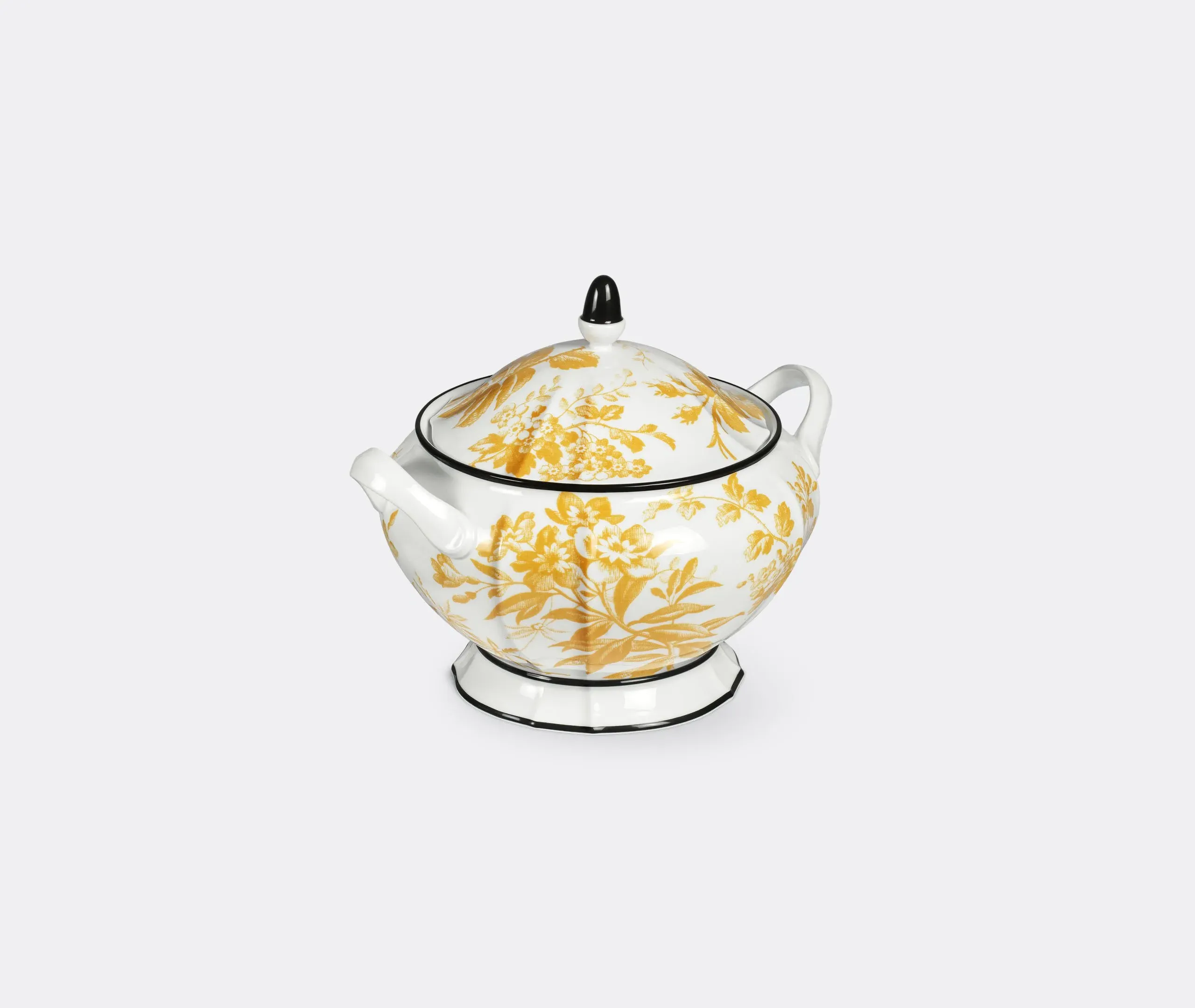 Soup Tureen with Herbarium Print - Yellow, Porcelain
