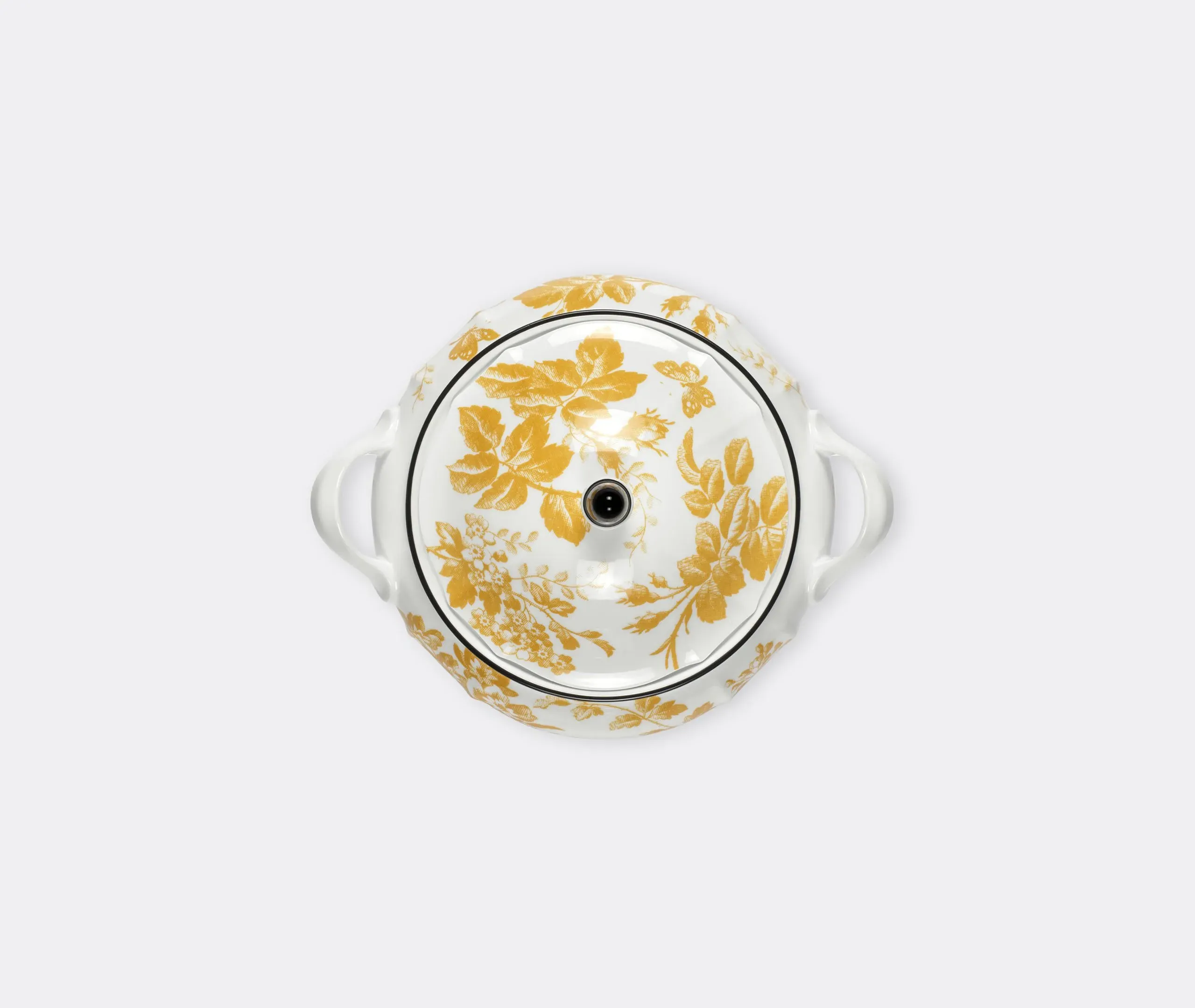 Soup Tureen with Herbarium Print - Yellow, Porcelain
