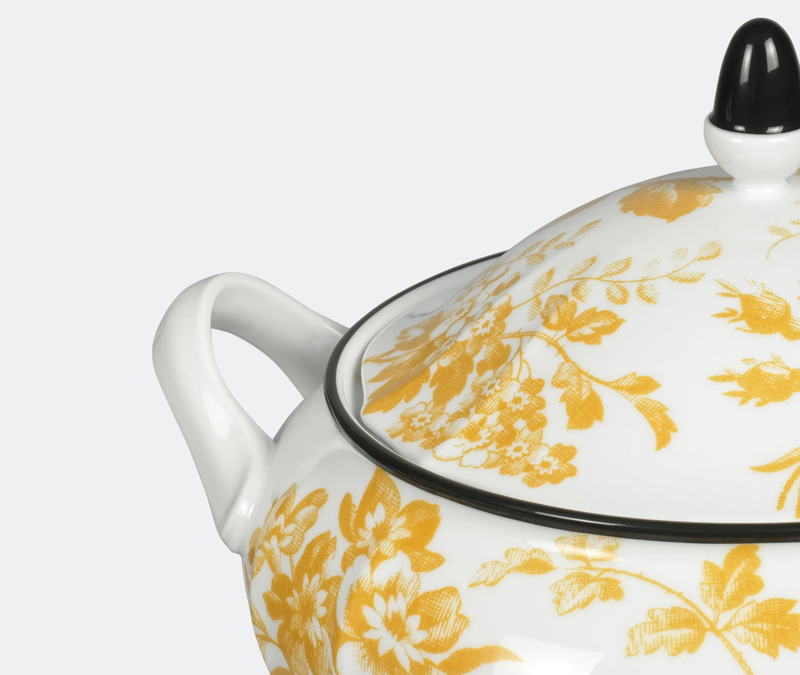 Soup Tureen with Herbarium Print - Yellow, Porcelain