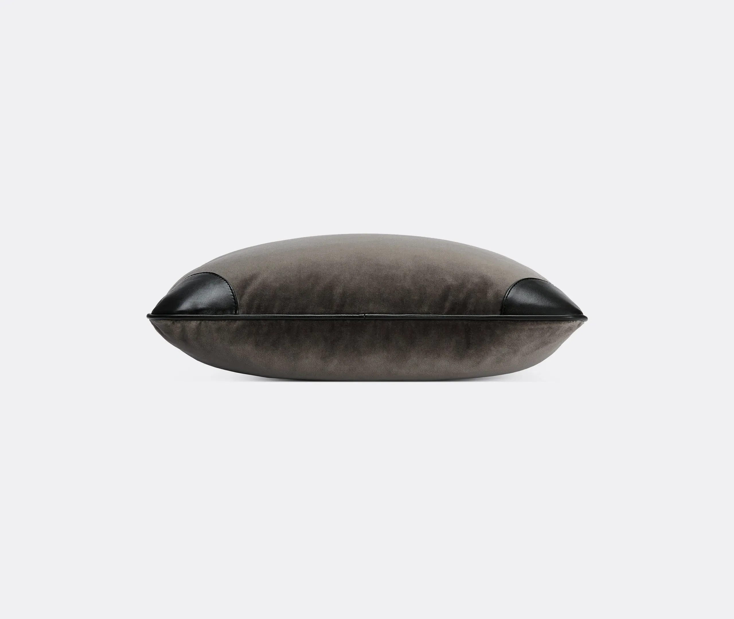 Square Cushion with Hardware Detail - Grey, Velvet