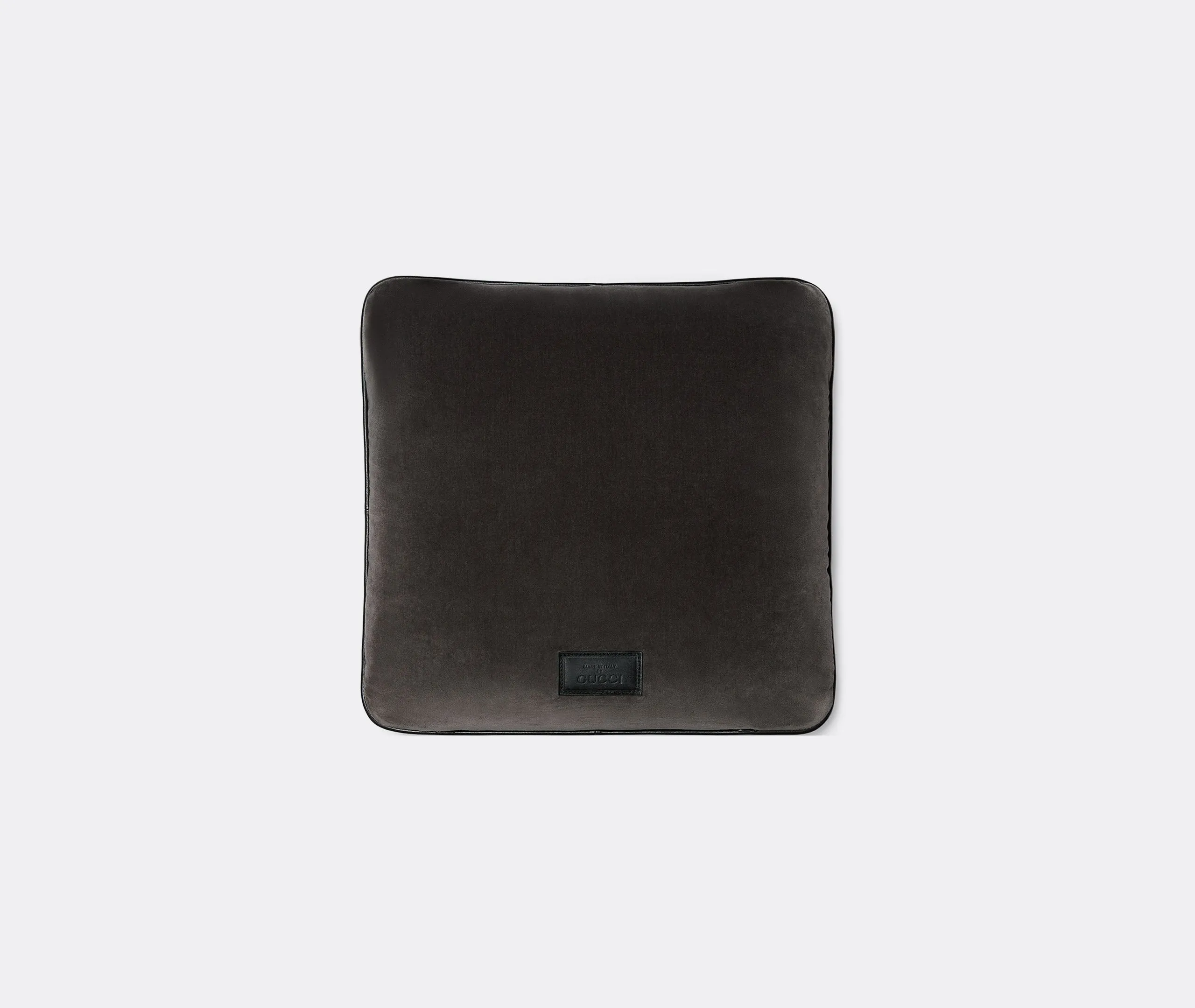 Square Cushion with Hardware Detail - Grey, Velvet