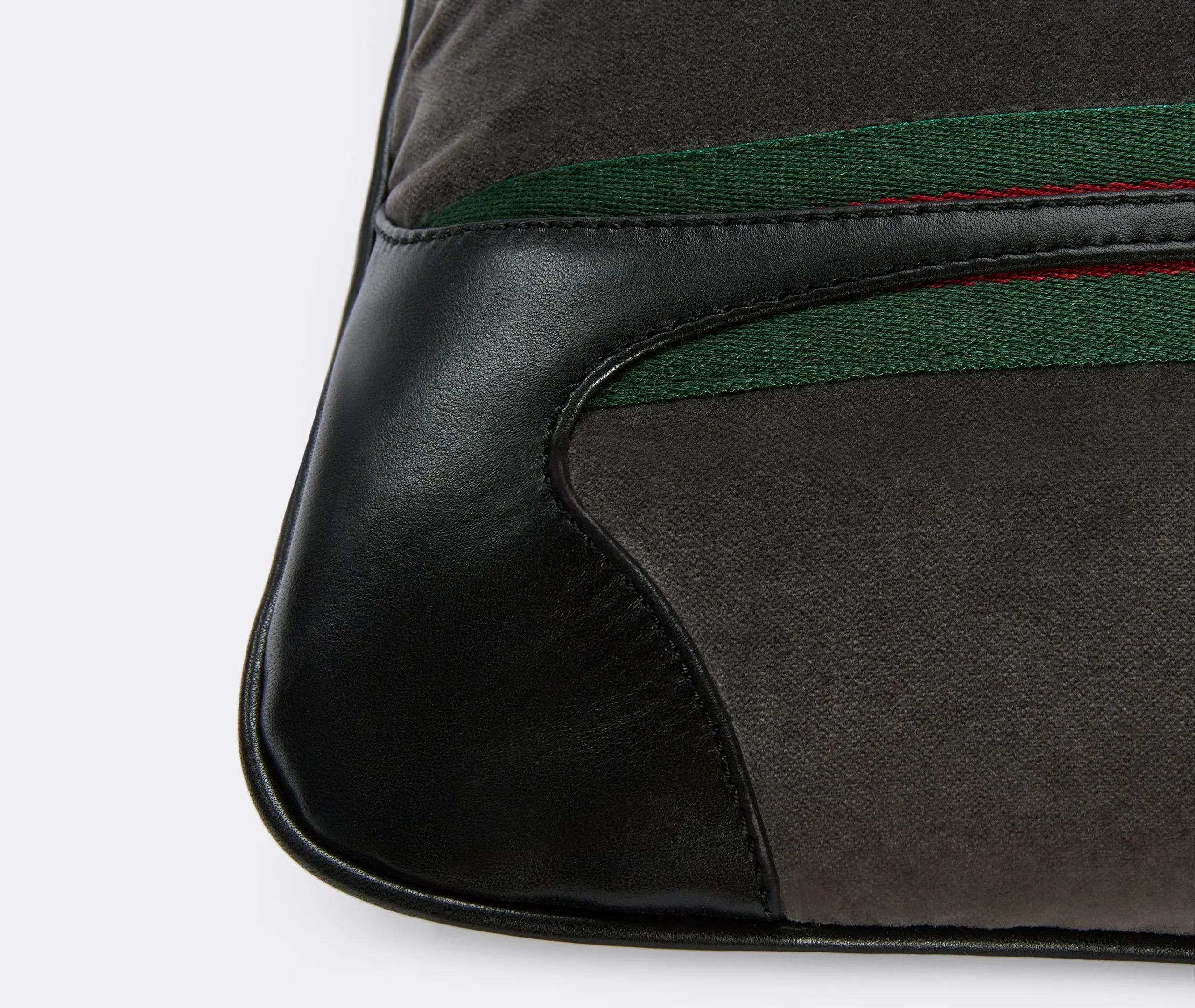 Square Cushion with Hardware Detail - Grey, Velvet