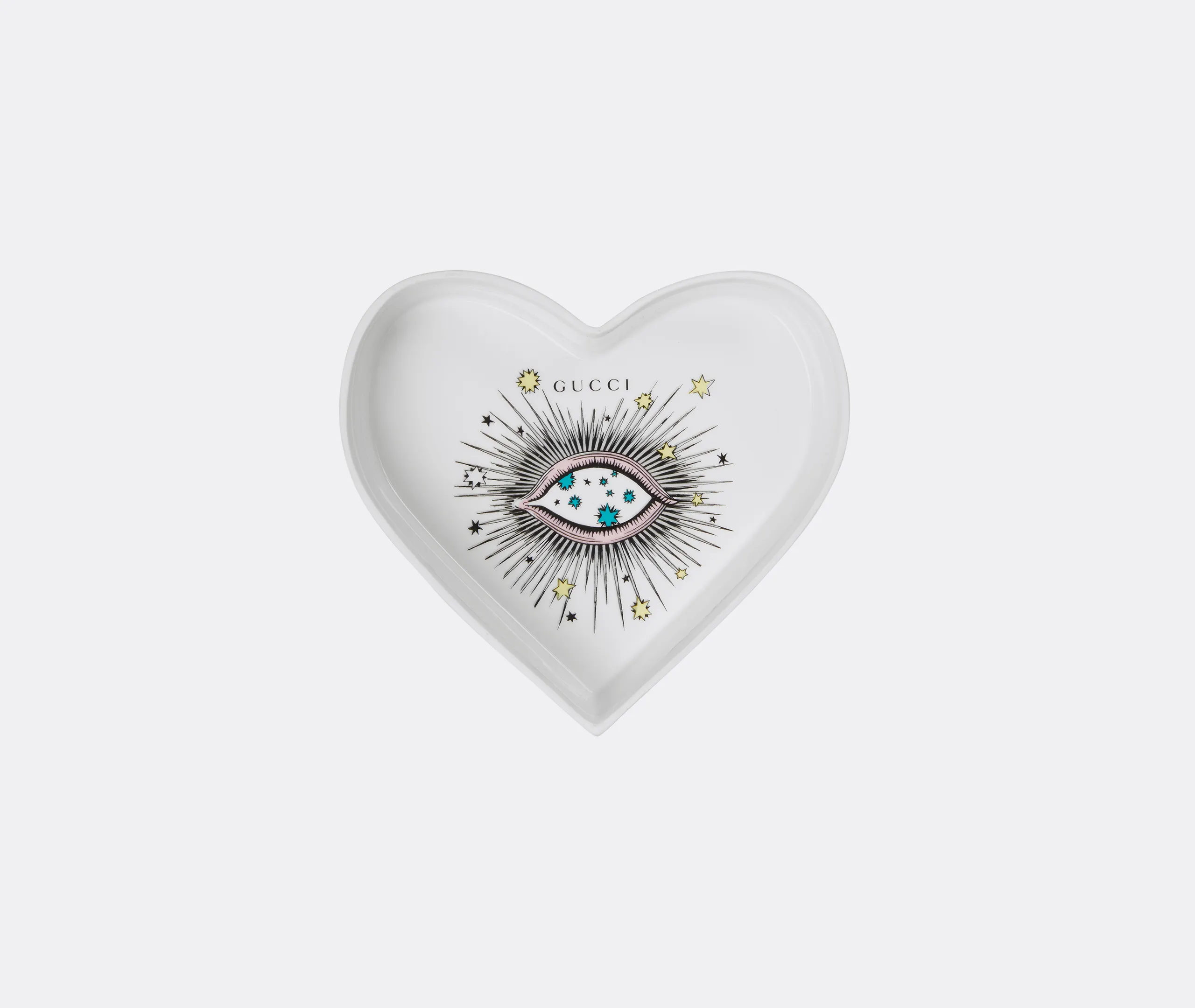 Star Eye Heart-Shaped Porcelain Trinket Box - Creamy White alternate view